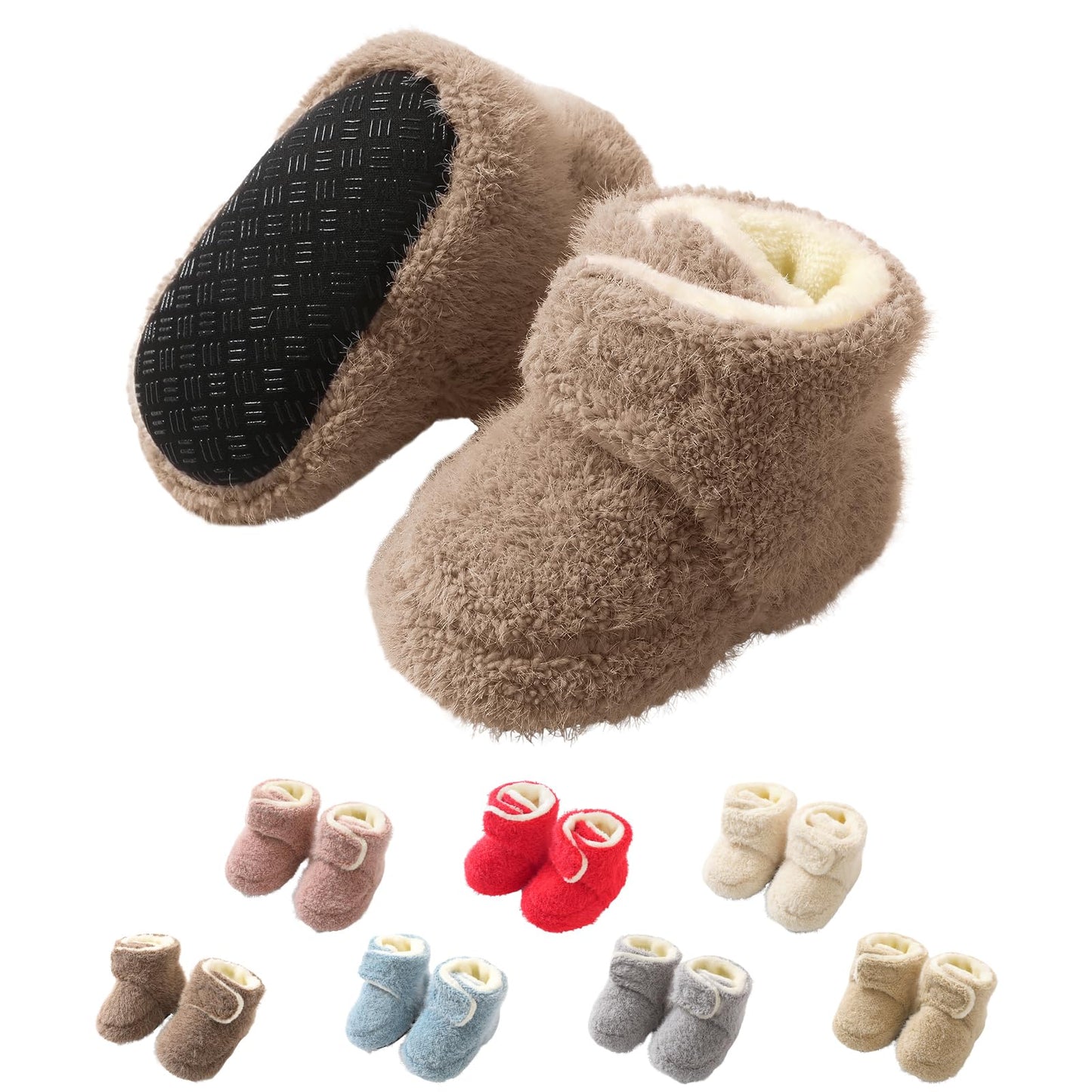 YloveM Toddler Baby Boys Girls Booties, Unisex Newborn Winter Shoes Thick Snow Boots Non-Slip Sole Soft Toddler Warm Sock Shoes