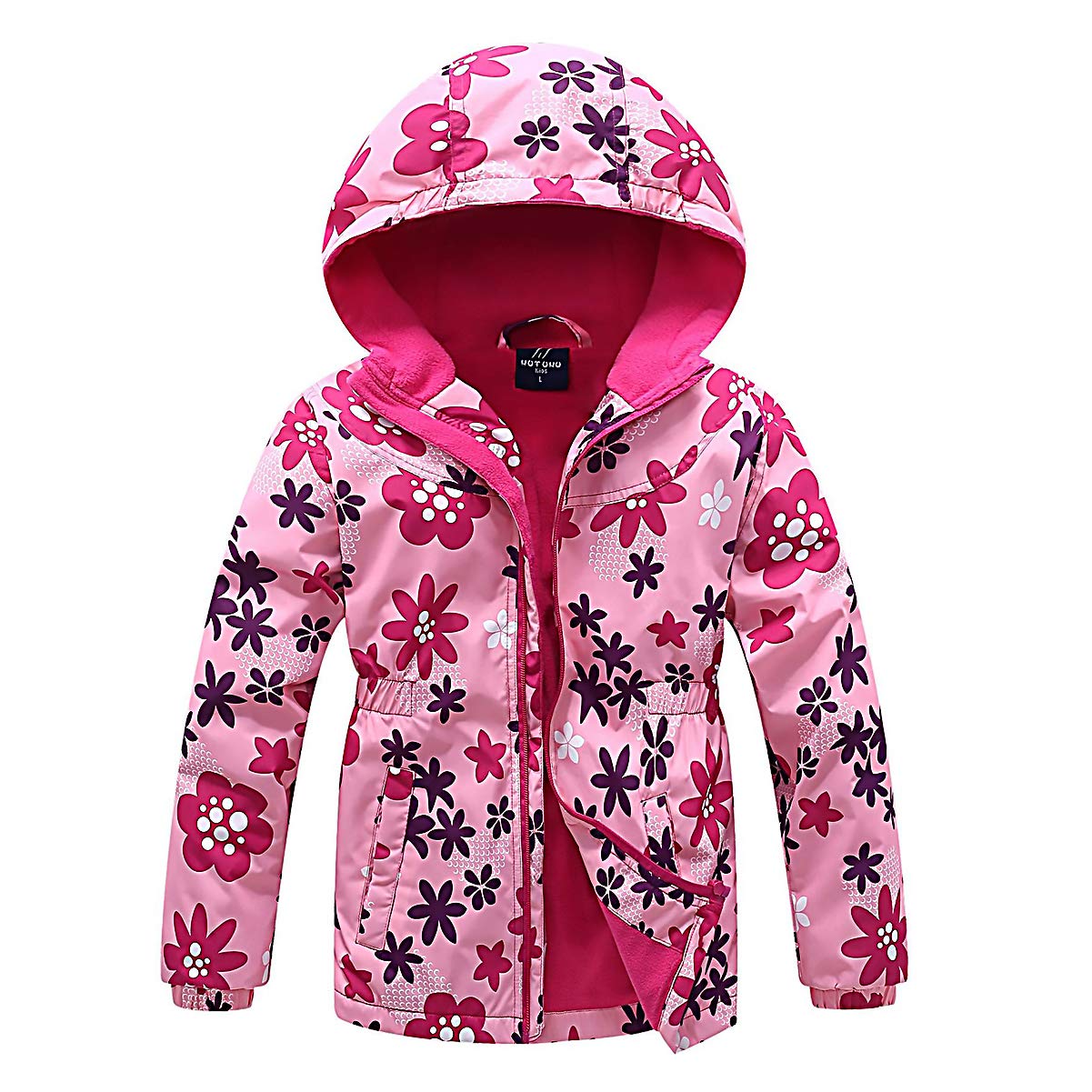SXSHUN Children's Girls' Softshell Jacket with Fleece Lining Transition Jacket Print Hiking Jacket Outdoor Jacket Warm Windproof Breathable Spring Autumn