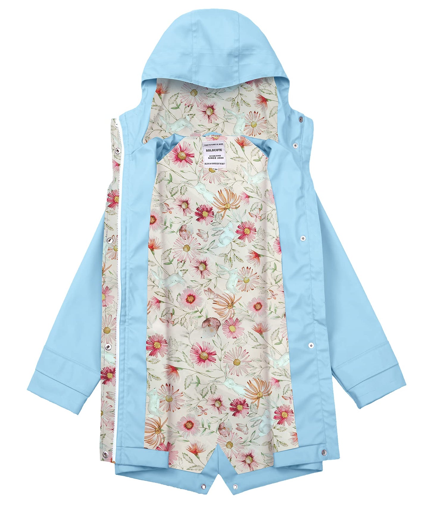 SOLOCOTE Kinder Regenjacke mit Kapuze gefüttert Gummi Regenmäntel für Mädchen Jungen Wasserdicht Winddicht Größe