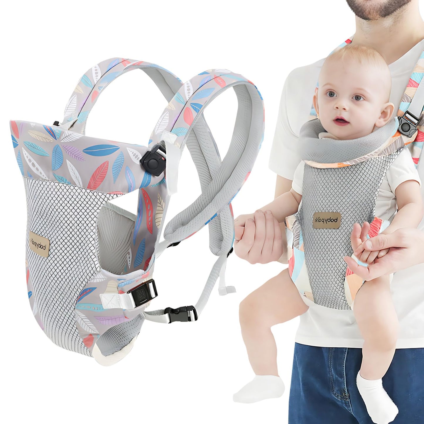 Baby Tragetuch, Multifunktional Baby Carrier, Ergonomische Verstellbar Atmungsaktiv Rückentrage, 4-in-1 Baby Bauchtrage Für Babys Von 0-36 Monaten, A