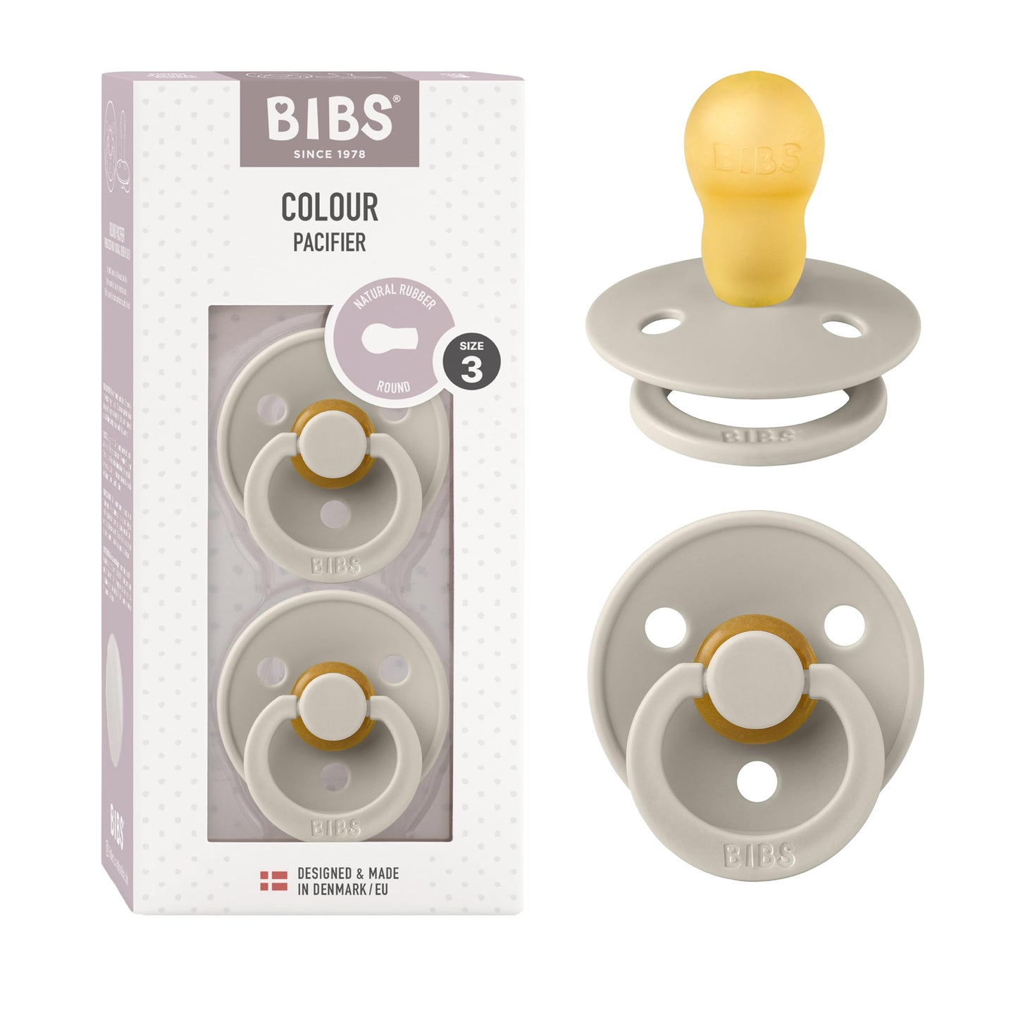 BIBS Colour Schnuller 2er-Pack, BPA-frei, Kirschform Nippel. Naturkautschuk/Latex, Hergestellt in Dänemark. Größe 2 | 6+ Monate | 2-Pack, Coral/Ruby