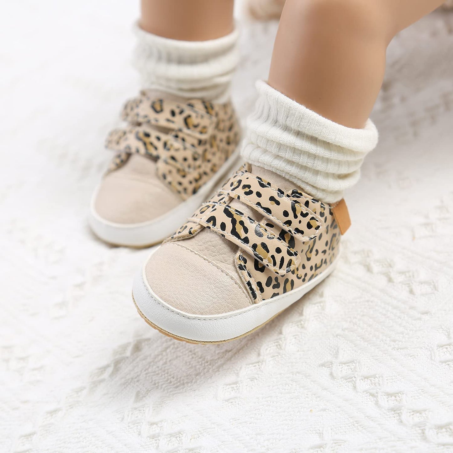 BABSMULY Baby Shoes for Boys Girls Non-Slip Rubber Sole High Top PU Leather Sneakers Toddler Crib Shoes Newborn Loafers Flats.
