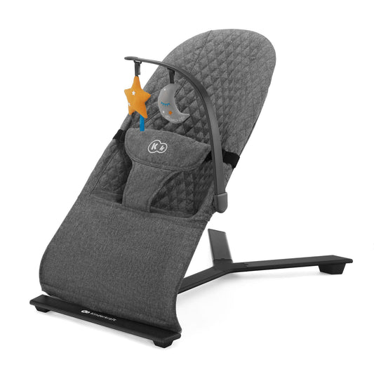 Kinderkraft MIMI Baby Rocker Play Bar with 2 Toys, Adjustable Backrest, Soft Material, Minimalist Scandinavian Design, Foldable, Grey