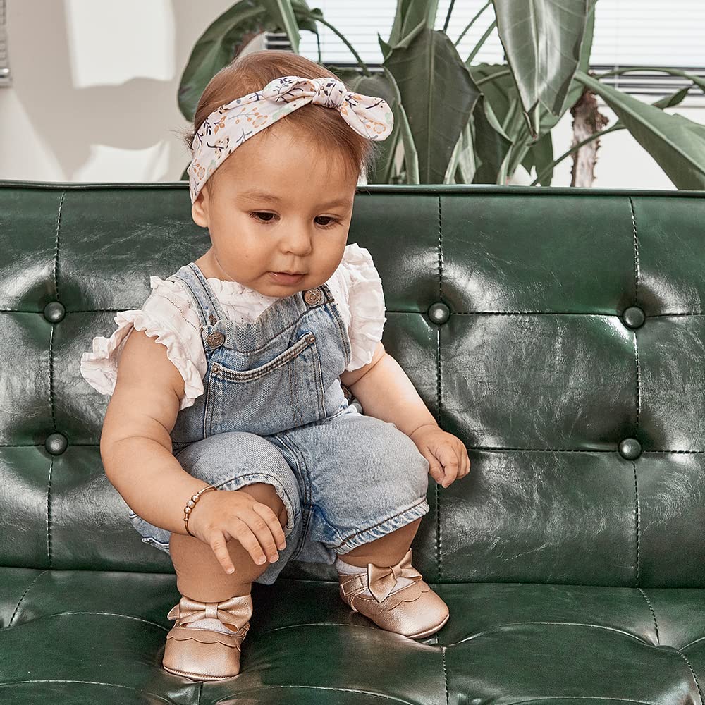 MASOCIO Babyschuhe für Mädchen mit Schleife – Rutschfeste Party Ballet Flats für Kleinkinder
