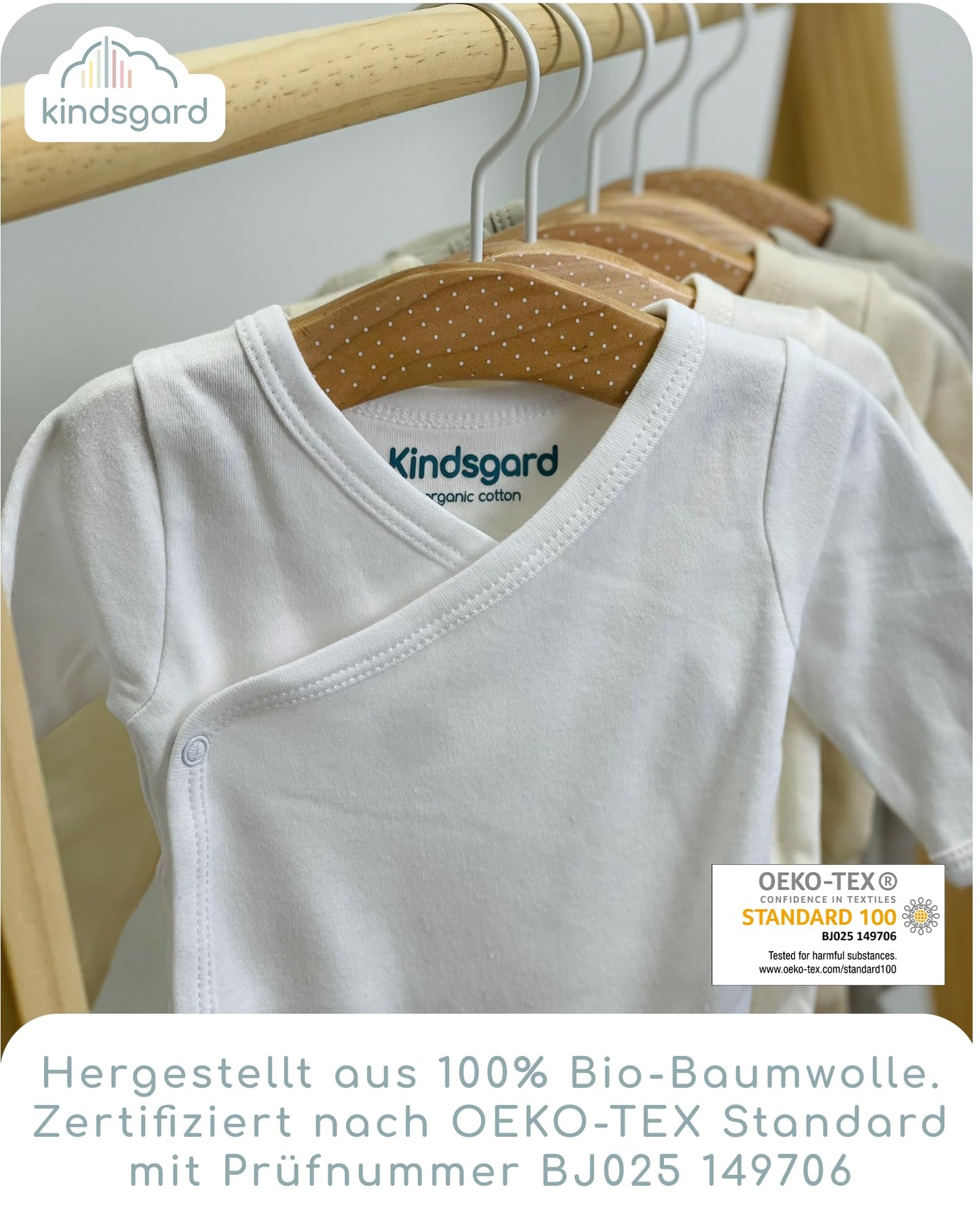 Kindsgard Baby Long-Sleeved Wrap Bodysuit Trunder - Soft and High-Quality 100% Organic Cotton