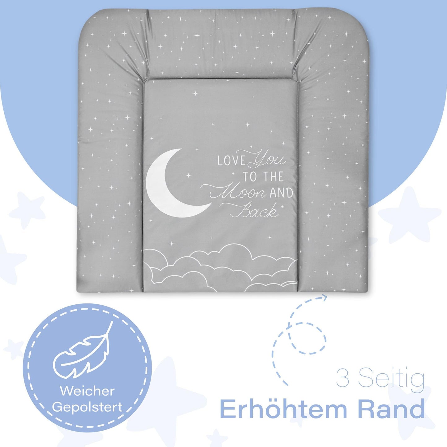 Wickelauflage Wickelunterlage abwaschbar und wasserdicht 75x72 cm - Wickelmatte zum Auflegen auf Wickeltisch Wickelaufsatz Wickelkommode oder Waschmaschine changing mat 75 x 72 Safari Motiv