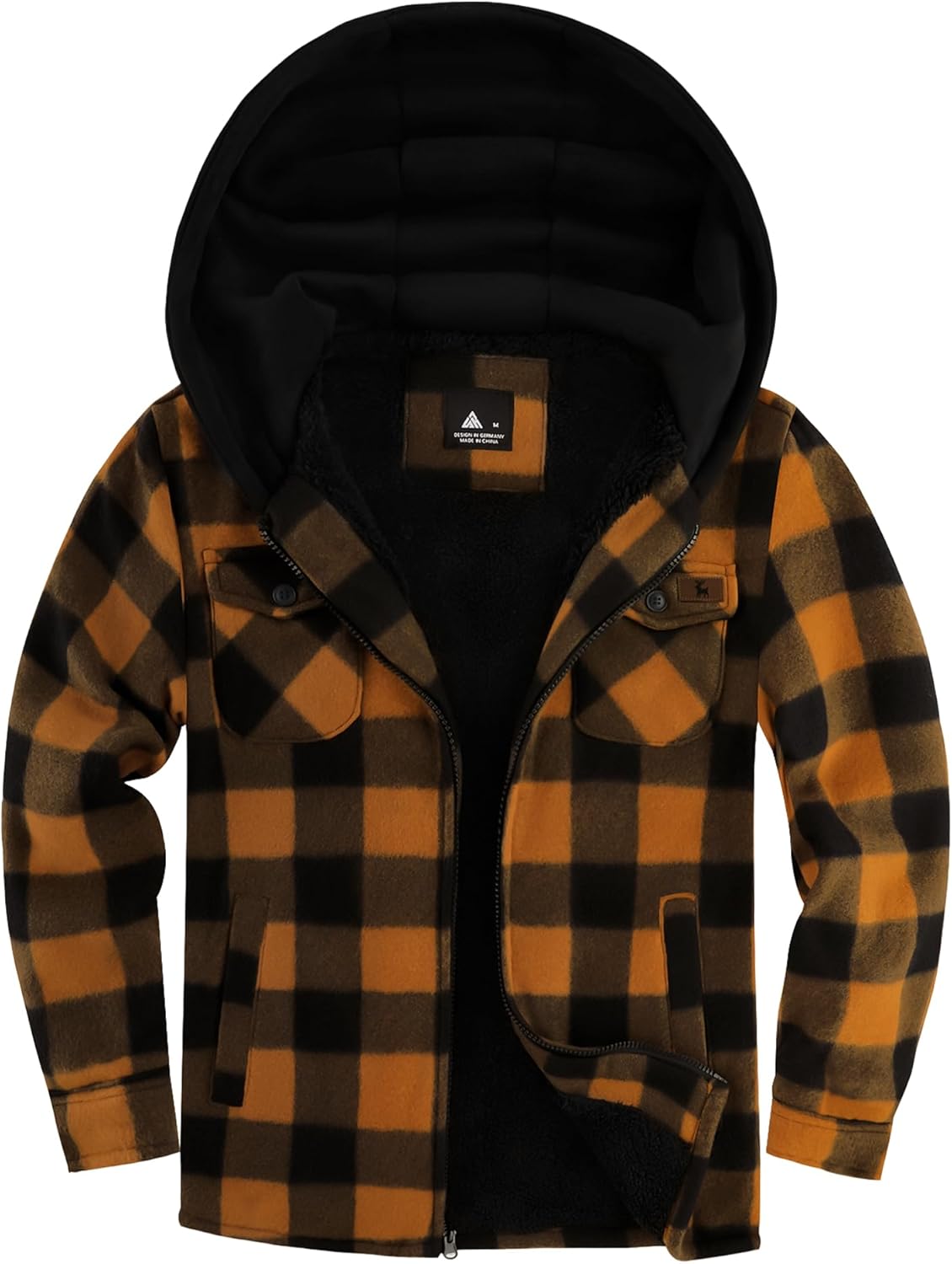 zitysport Shirt Jacket Boys Thick Hoodie Checked Jacket Children with Zip Warm Flannel Jacket Boys Sweat Jacket Outdoor Fleece Jacket Winter Jackets for Boys with Chest Pocket