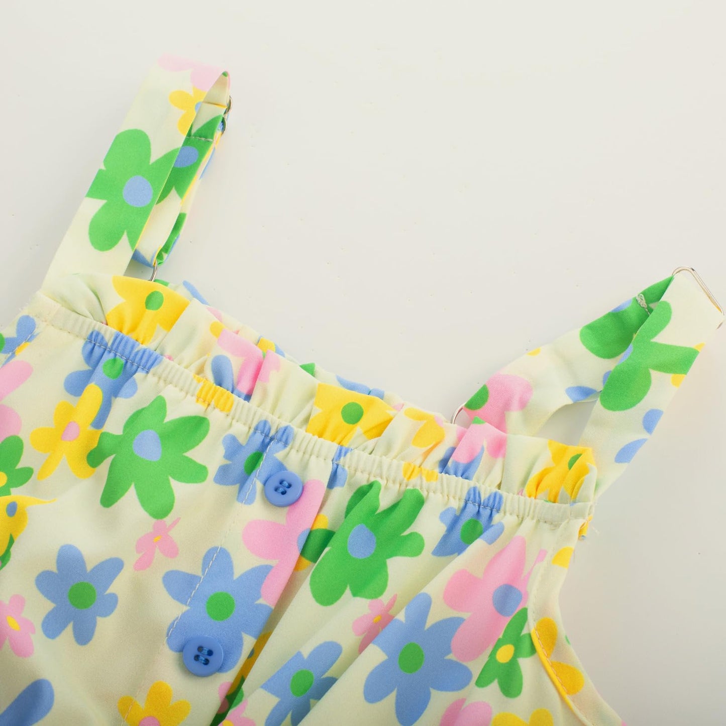 GRACE KARIN Mädchen Sommer Blumen Kleid Kinder Prinzessin A-Linie Freizeit Swing Kleid Verstellbare Spaghetti-Träger Doppelter Saum