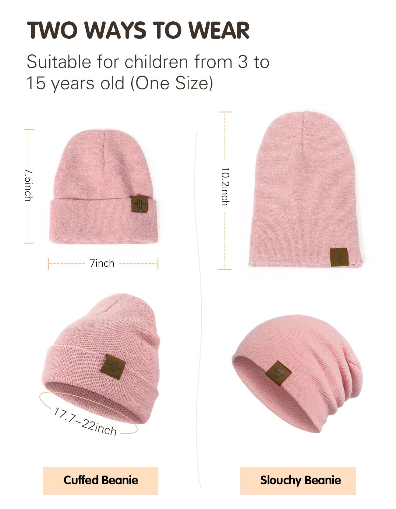 Wmcaps Mütze Kinder Jungen, Warme Weiche Wintermützen für Mädchen Kleinkind Baby, Doppellagige Strickmütze Kinder