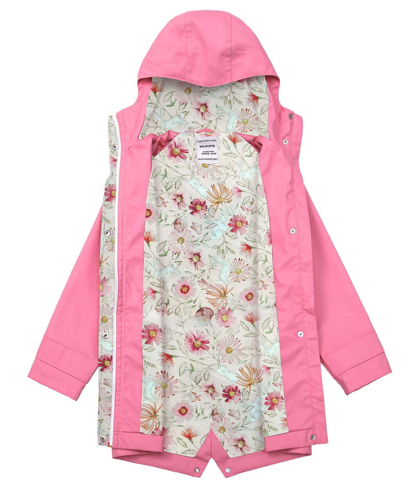 SOLOCOTE Kinder Regenjacke mit Kapuze gefüttert Gummi Regenmäntel für Mädchen Jungen Wasserdicht Winddicht Größe