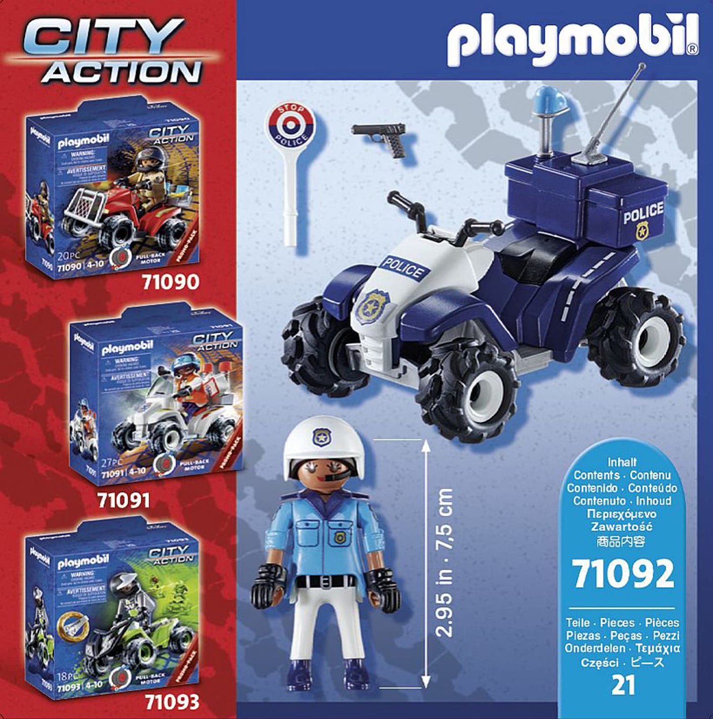 PLAYMOBIL | City Action | Polizei-Speed Quad mit Rückzugsmotor | Spielzeug für Kinder ab 4 Jahren | 71092