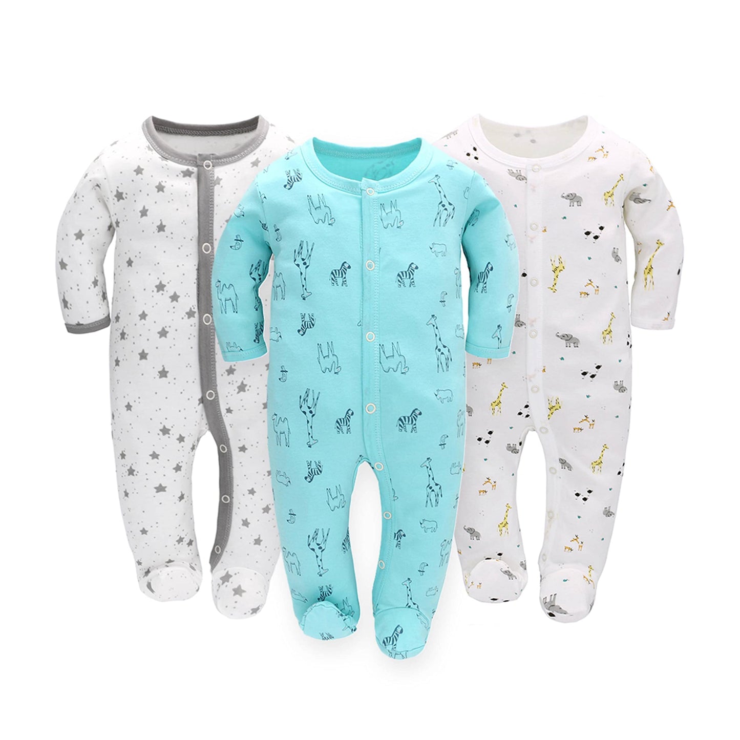 Amo nenes Sleep Romper Baby Boys Overall 3 Pack Unisex Pajamas Cotton Romper Jumpsuits Long Sleeve Player Baby Clothes with 0-7 Months
