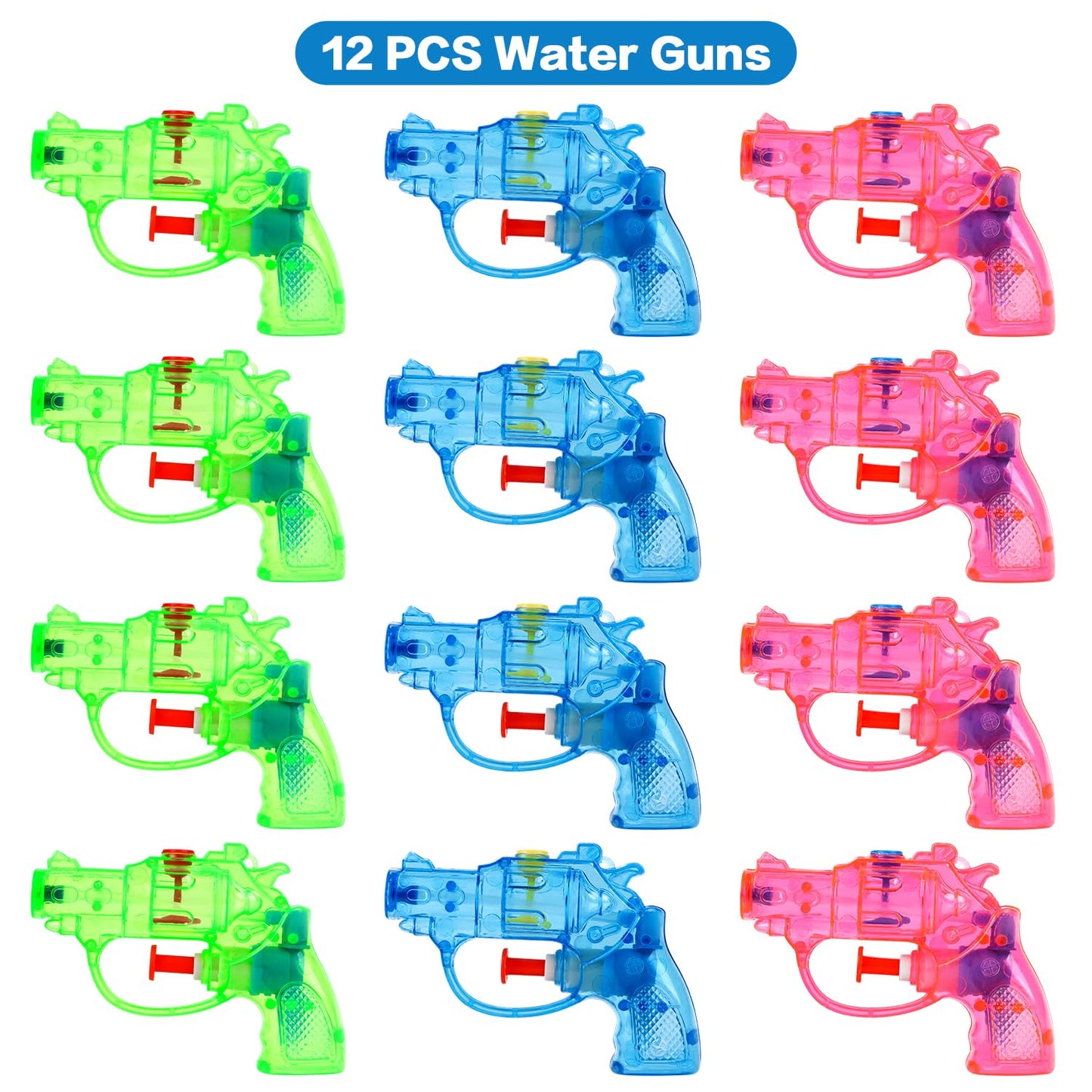 DERAYEE 12 Stück wasserpistole klein,Wasserspritzpistolen,Spritzpistole,Mini Wasserpistolen,Sommer Spielzeug Garten Pool Party Mitgebsel für Kinder