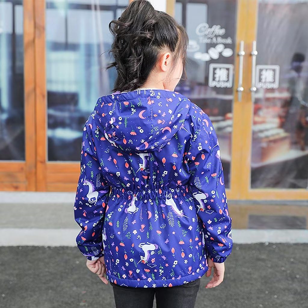 linboo softshell jacket girls' transitional jacket with hood, fleece-lined windbreaker, breathable rain jacket, waterproof outdoor jacket for children