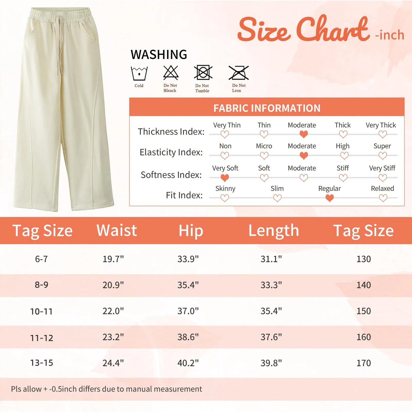 Rolanko Girls' Elastic Waistband Joggers, Loose Fit, Kids' Sports Sweatpants, Casual Comfort