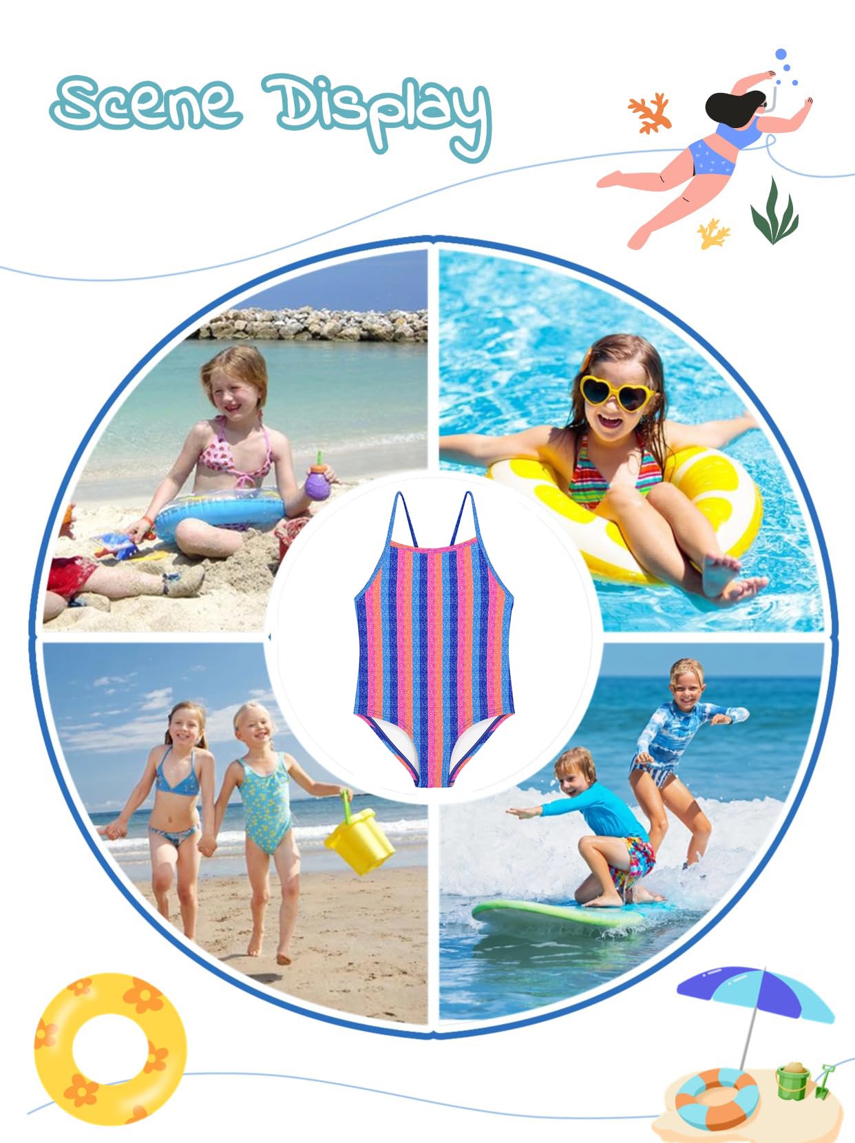 weVSwe Badeanzug Kinder Mädchen Einteiler Nette Kleinkind Schwimmanzug Ärmellose Bikini Kinder Bademode 2-10 Jahre