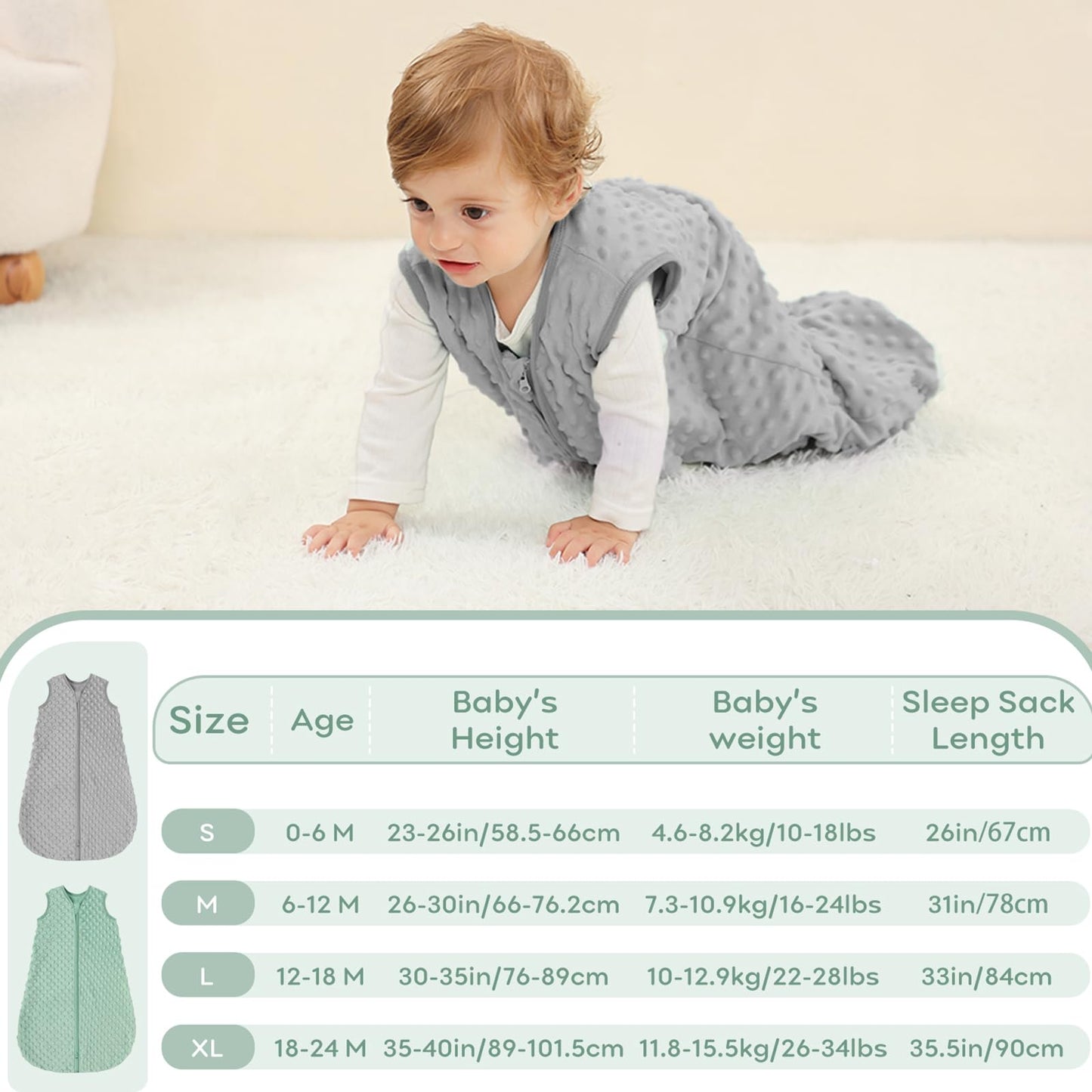 Looxii Baby Sleeping Bag Winter Cotton Winter Sleeping Bag 2.5 TOG Sleeping Bags Warm Baby Sleeping Bag Newborn for Autumn Winter Pink Rabbit 12-18 Months