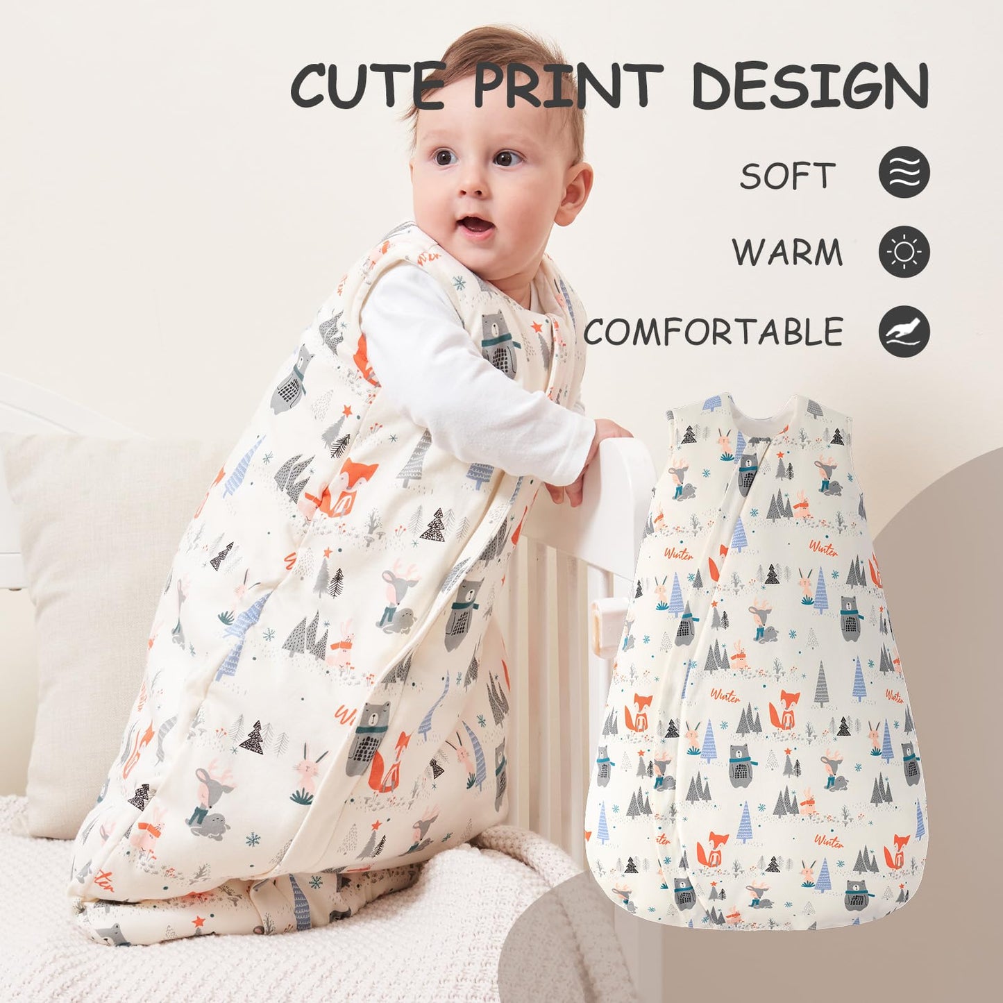 Looxii Baby Sleeping Bag Winter Cotton Winter Sleeping Bag 2.5 TOG Sleeping Bags Warm Baby Sleeping Bag Newborn for Autumn Winter Pink Rabbit 12-18 Months