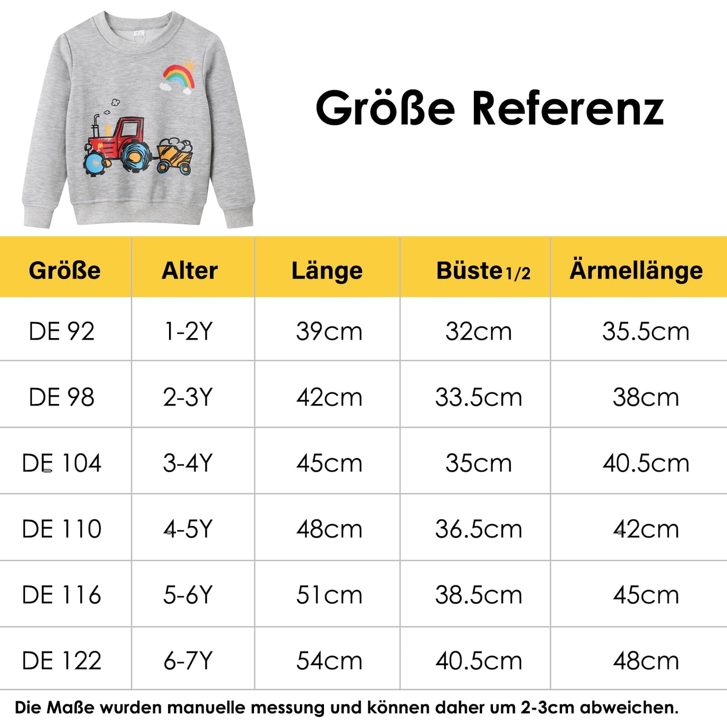 Dinopjs Boys' Jumper, Boys' Warm Sweatshirts, Classic Cartoon Animals, Tractor, Dino, Flying Dragon Knight, Rainbow, Polar Bear Christmas Tree, Cotton Sports Shirts for Children 2-9 Years