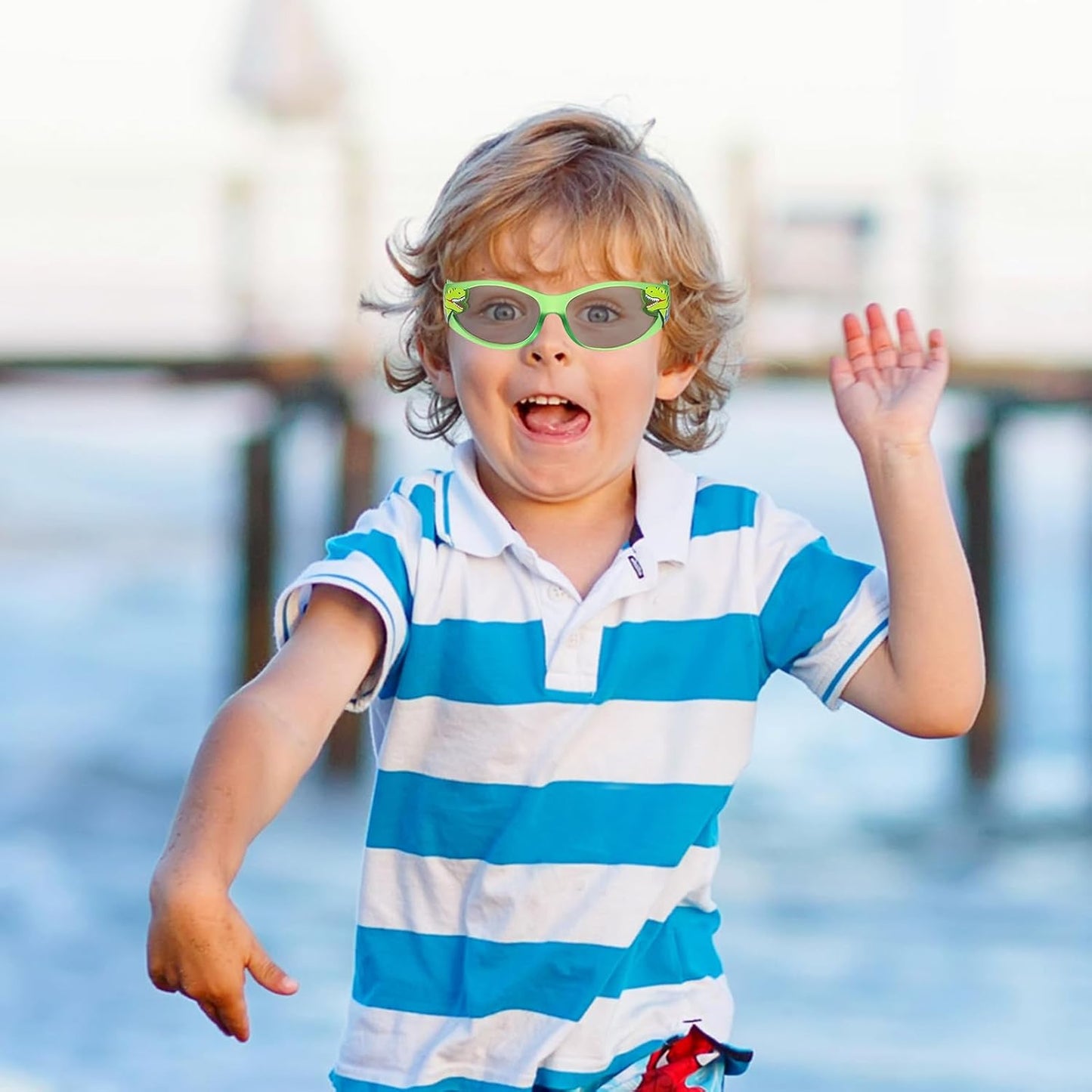 Fonyiunce Sonnenbrille Kinder, Sonnenbrille mit Leichtem Rahmen, Dinosaurier Sonnenbrille Jungen 3-10 Jahren, Baby Sonnenbrille, Mode Kindersonnenbrille, für Ferien Strand Freien Sommer Sport