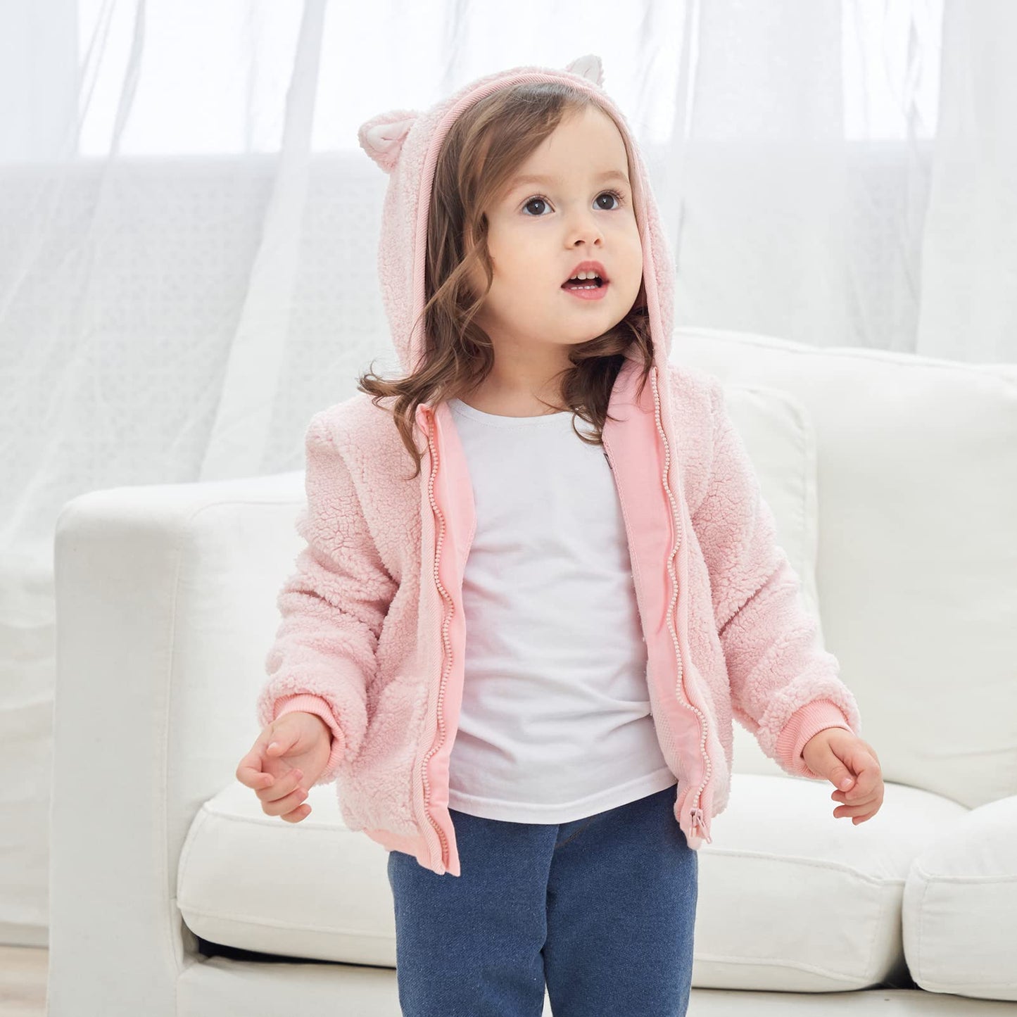 Gajaous Newborn Baby Girls Boys Fleece Hooded Jacket Zip Bear Coat Warm Winter Outwear