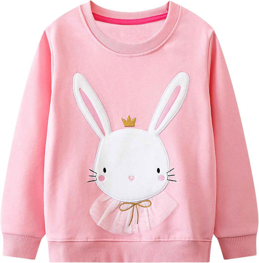 JinBei Sweatshirt für Mädchen Kinder Pullover Baumwolle Top Casual Jumper Kleinkind Langarmshirt Warme Kleidung, Alter 2-7 Jahre alt, Gr.92-122