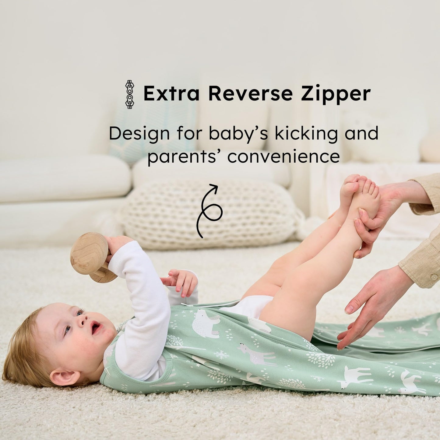 FIEMOL Baby Sleeping Bag 2.5 Tog 0-6 Months, Winter Cotton Newborn Baby Sleeping Bag, Wearable Blanket for Infants and Toddlers, 2-Way Zip Sleeping Bag, 67 cm, Rainbow