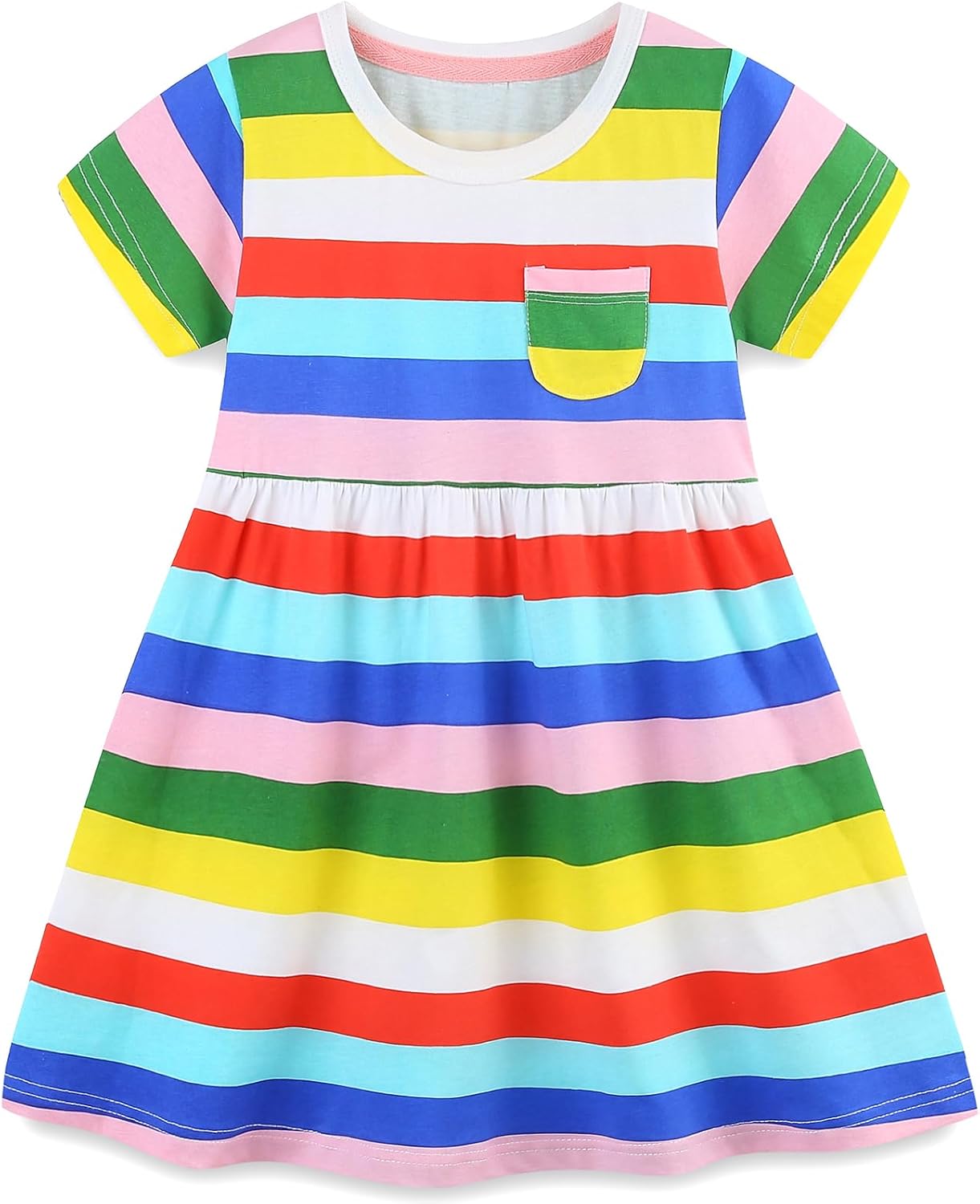 TEDD Mädchen Kleider Kurzarm Einhorn Blumen Sommerkleid Baumwolle Kleid Geburtstag Party Mädchenkleid Gr. 92-122