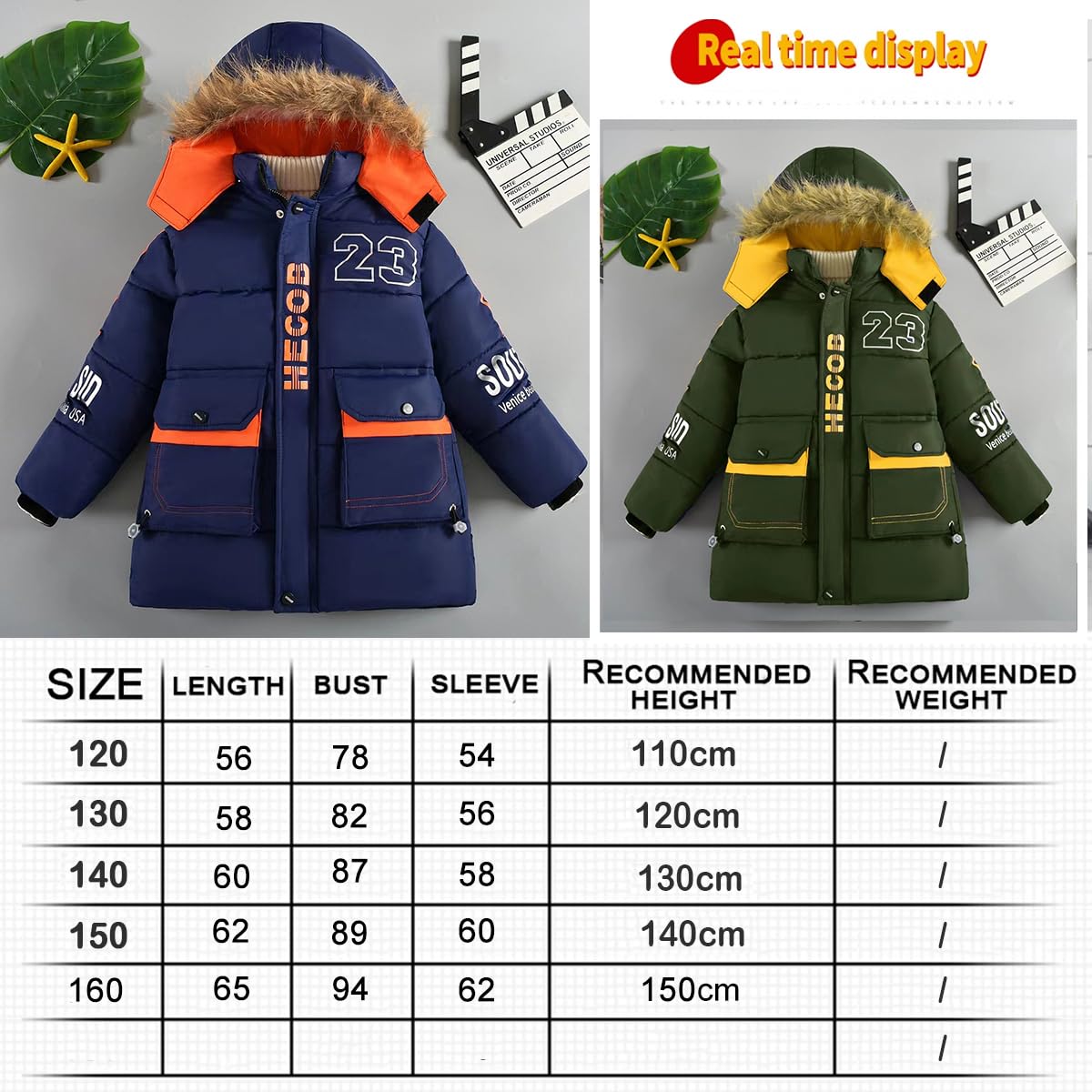 linboo Warme Winterjacke Jungen Parka Fleece Mäntel mit Fellkapuze Kinder Wintermantel Baumwolle Jacke Gefütterte Winddichtes Winterparka