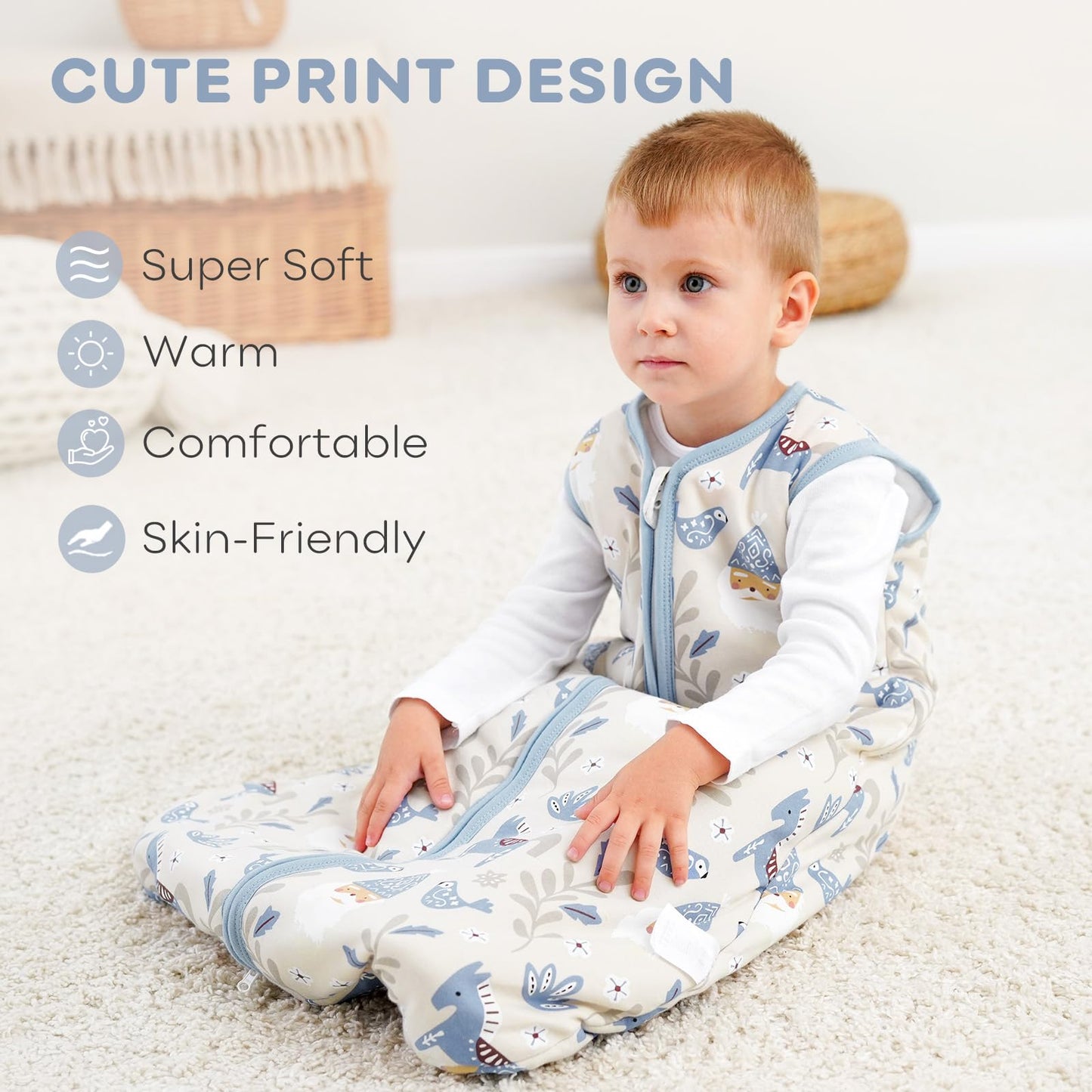 Looxii Baby Sleeping Bag Winter Cotton Winter Sleeping Bag 2.5 TOG Sleeping Bags Warm Baby Sleeping Bag Newborn for Autumn Winter Pink Rabbit 12-18 Months