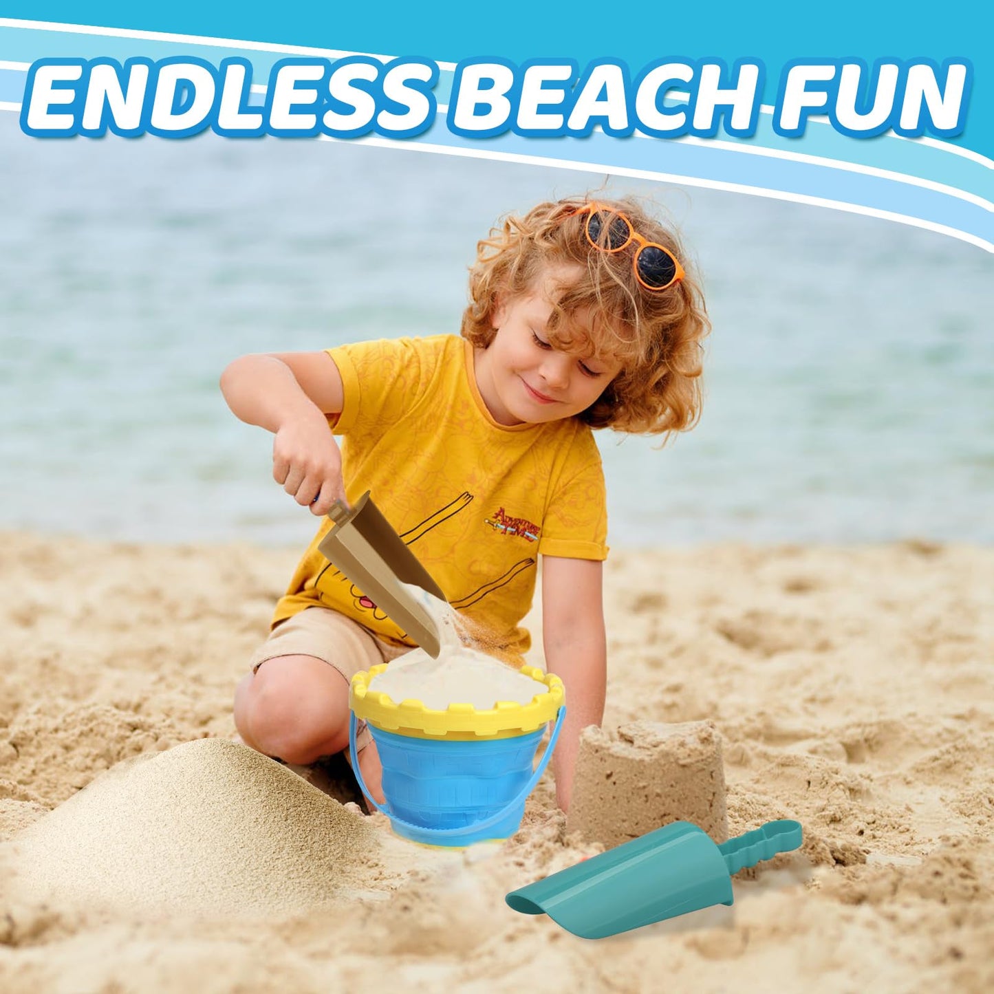 22 cm Thick Beach Sand Toy Shovel, Scoping Toy Kit, Beach Swimming Pool Garden Digging Bath ABS Durable Plastic Tool, Complete Gift Set Bundle for Children, Adults, Girls