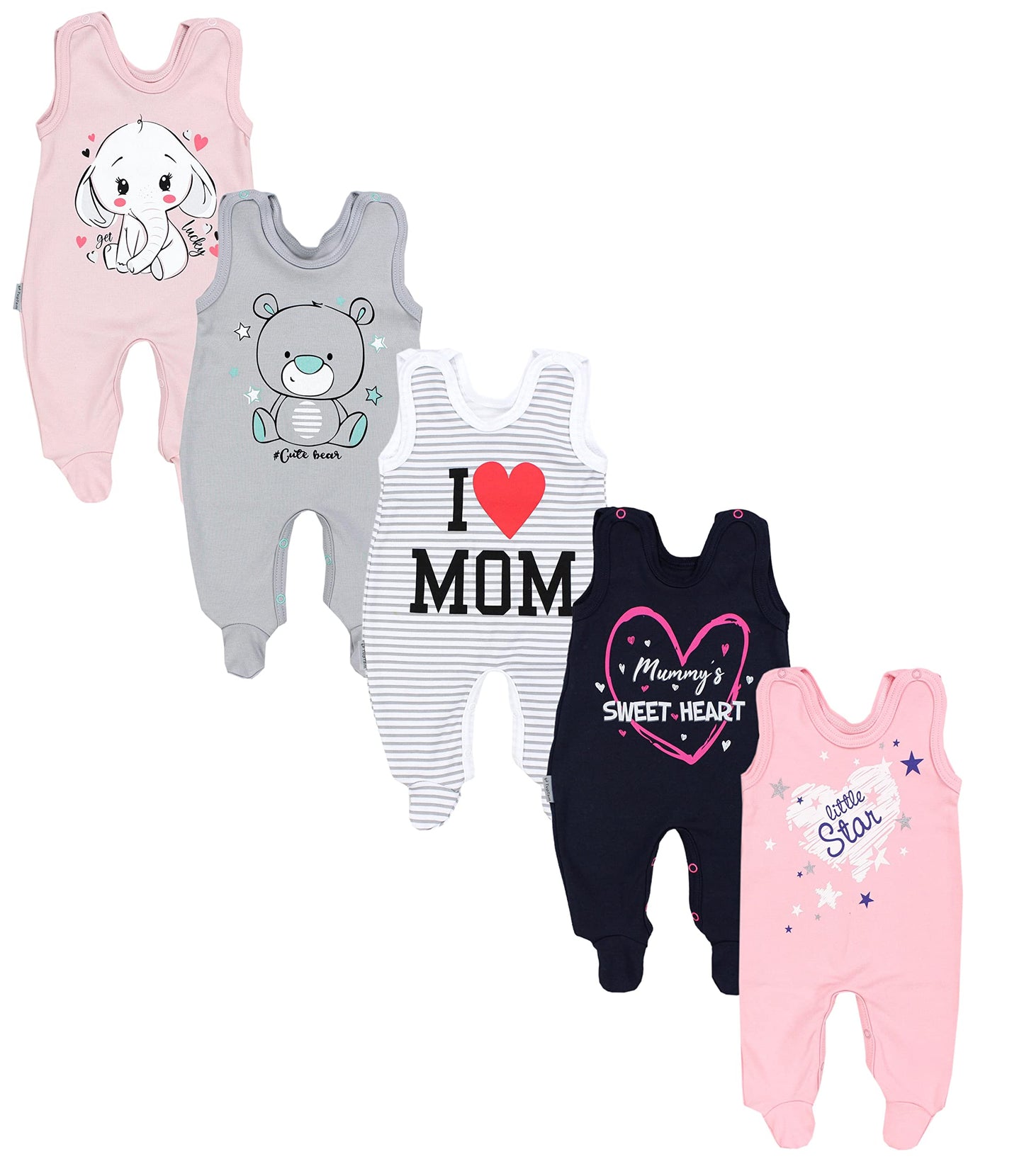 TupTam Baby Unisex Strampler mit Aufdruck Spruch 5er Pack