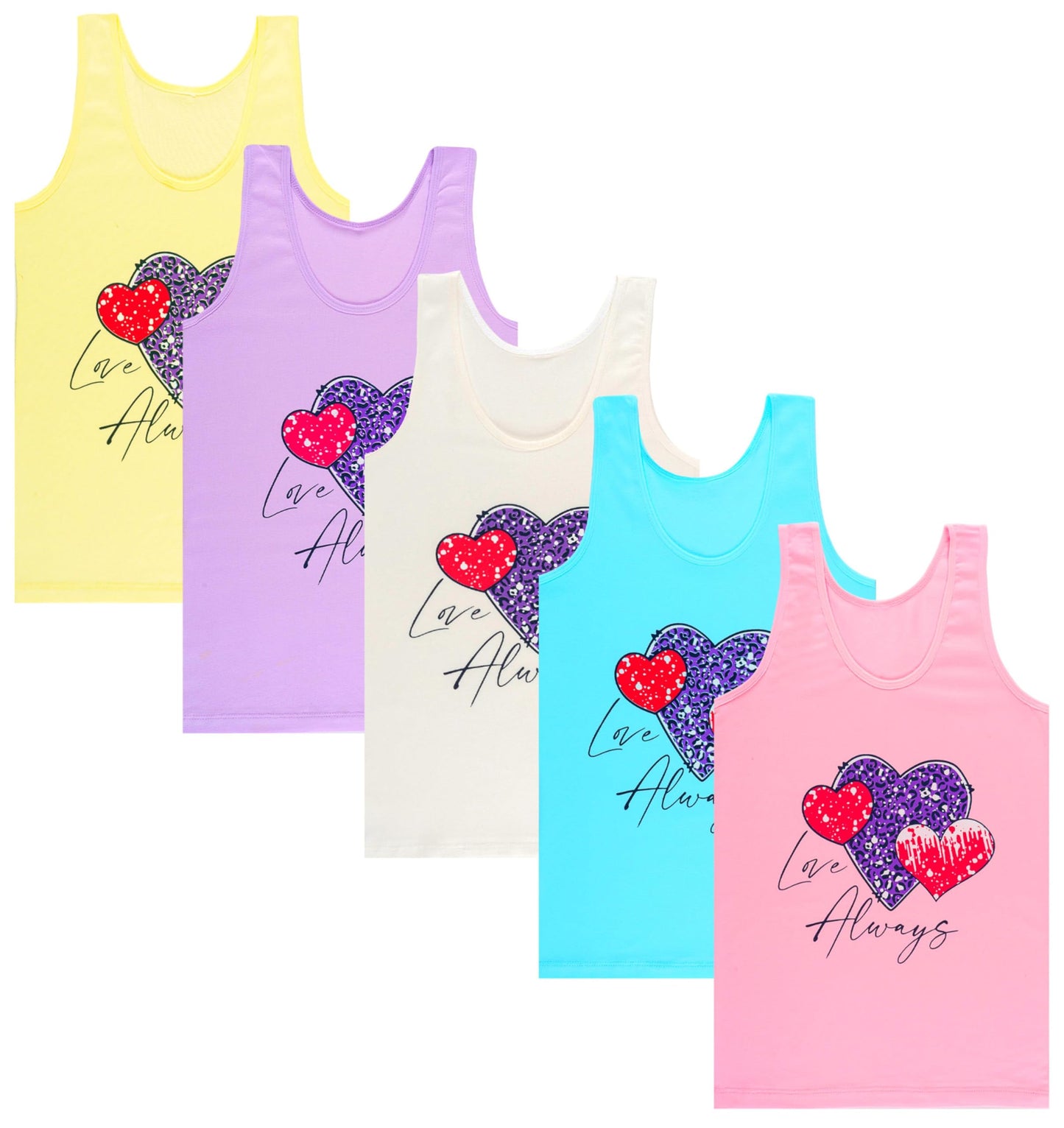 LOREZA ® 5 girls' cotton undershirts tank tops - sizes 92-170