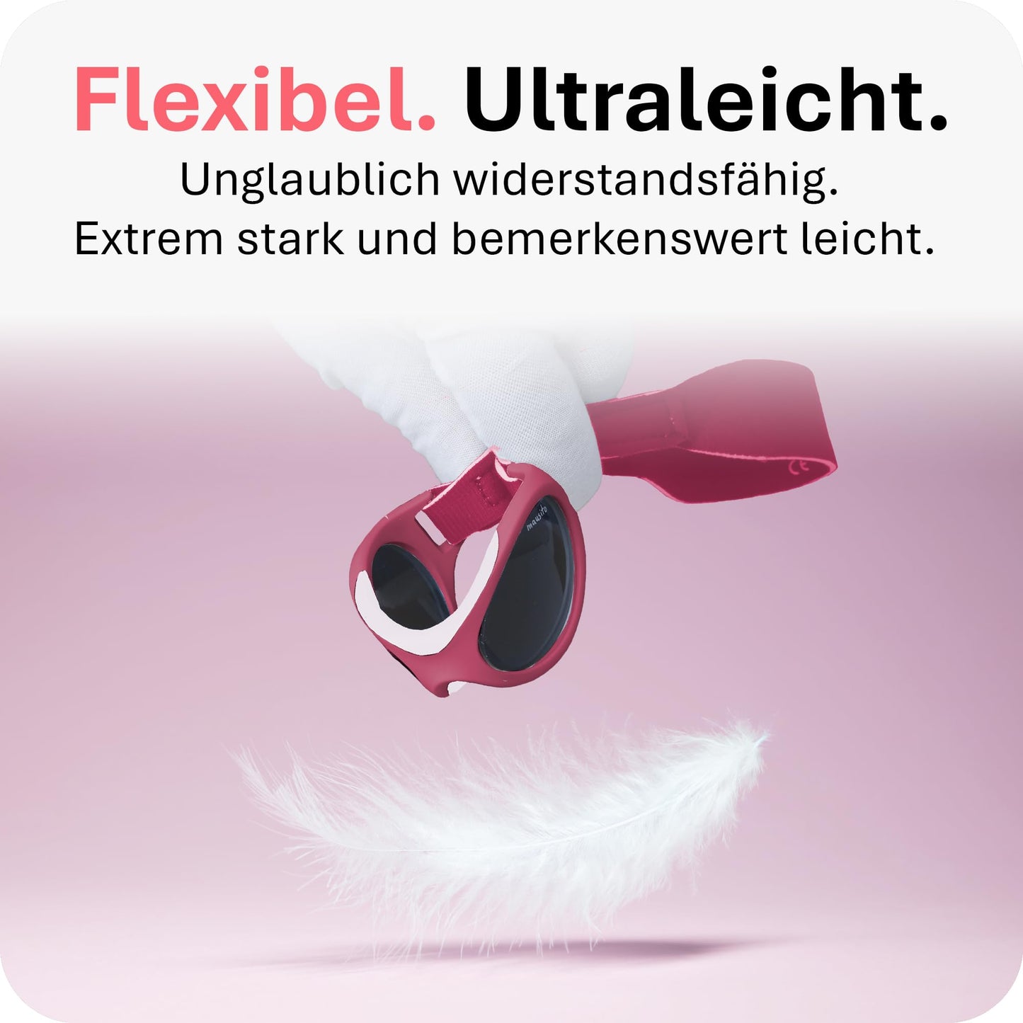 Mausito BABY Sonnenbrille 0-18 Monate Mädchen I VERGLEICHSSIEGER Sonnenbrille Baby 100% UV-Schutz I BIEGSAM & verstellbares Band I Schadstofffrei I Europäisches Design für Kinder gemacht