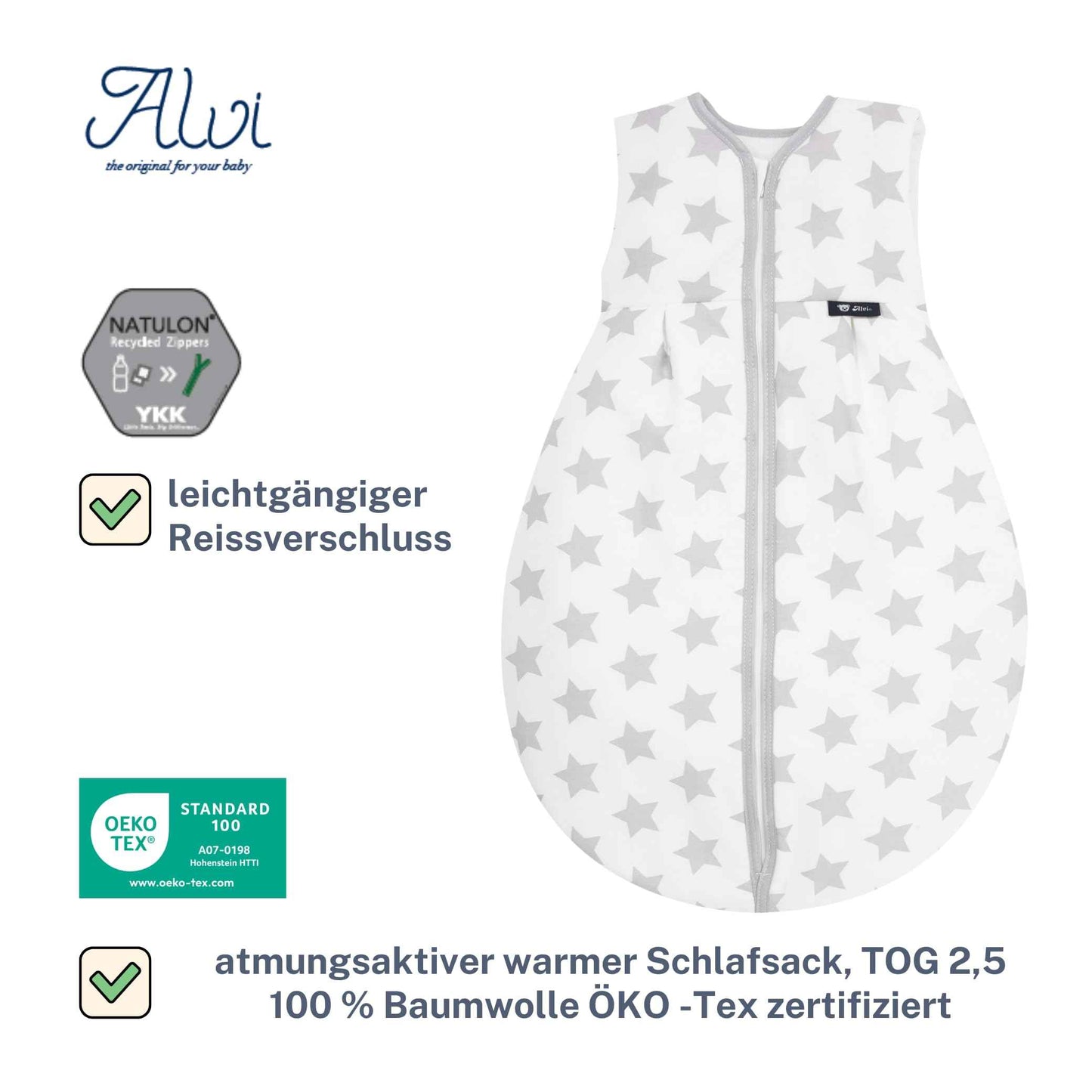 Alvi Thermal Pear-Shaped Sleeping Bag | Sleeveless Baby Sleeping Bag | Padded Winter Sleeping Bag | 2.5 Tog Outer Bag | Wearable Blanket