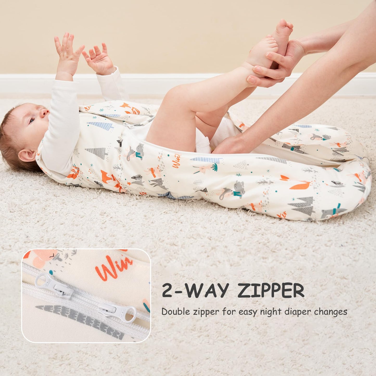Looxii Baby Sleeping Bag Winter Cotton Winter Sleeping Bag 2.5 TOG Sleeping Bags Warm Baby Sleeping Bag Newborn for Autumn Winter Pink Rabbit 12-18 Months