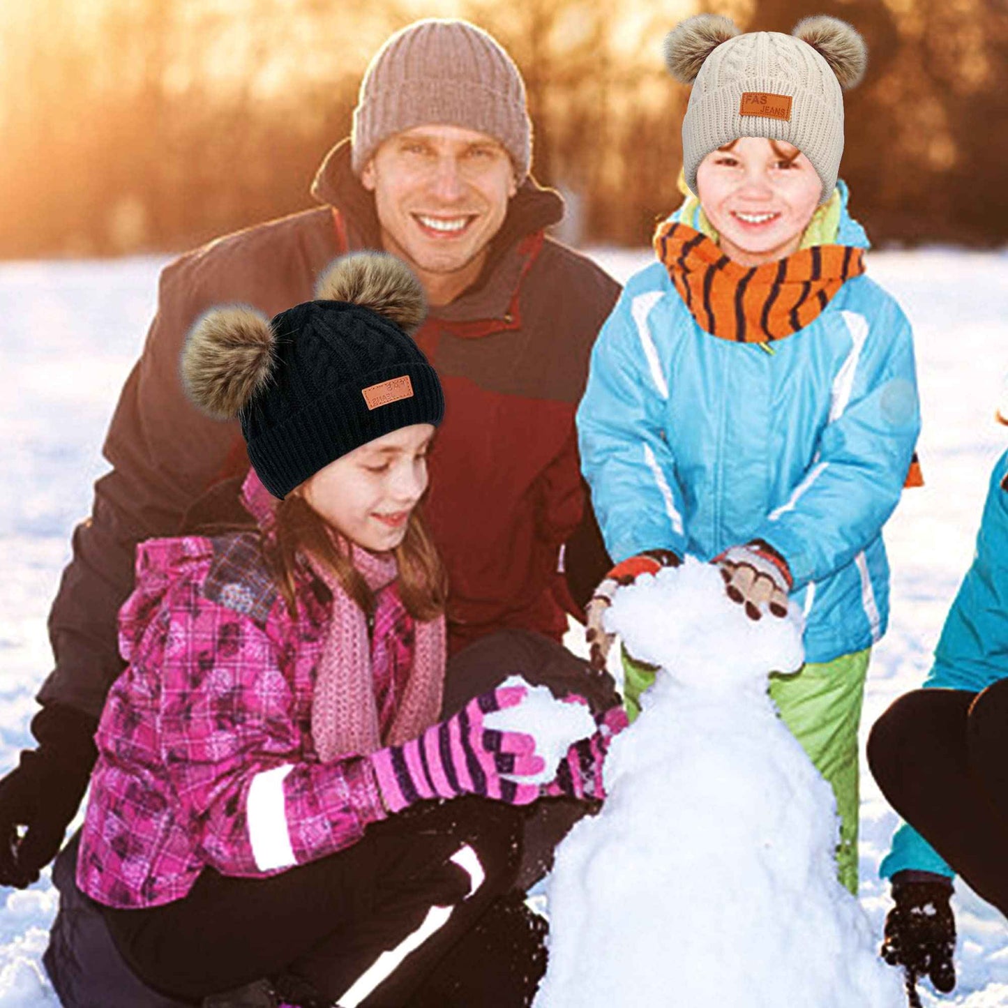 Kinder Wintermütze Schal Handschuhe Set - Strickmütze Beanie Hut für Mädchen Jungen 3-8 Jahre - Warme Winter Bekleidung