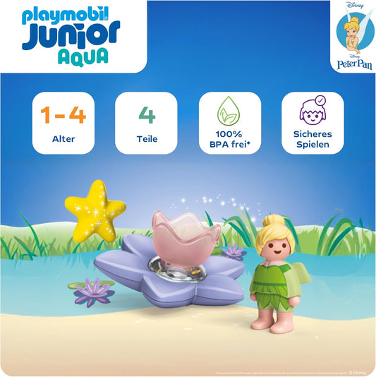 PLAYMOBIL JUNIOR Aqua & Disney | Tinkerbells magische Feen-Schwimmblume | Nachhaltiges Wasserspielzeug ab 1 Jahr | Geschenk für Kleinkinder | Fördert Kreativität & Rollenspiel | 71772