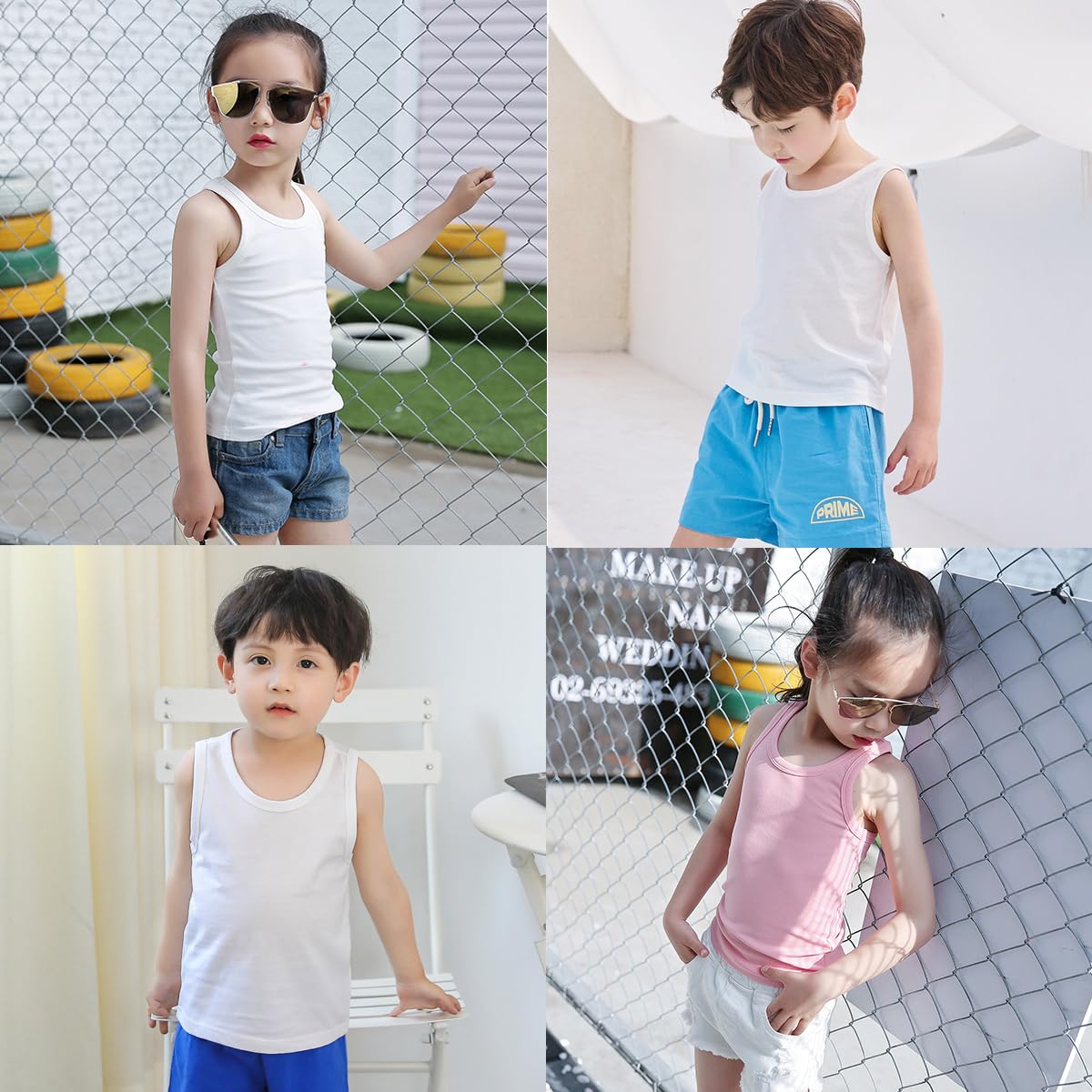 Lohhbve 4-Pack Kids Classic Solid Camisole Undershirts for 2-10 Years Toddler Girls Cotton Racerback Tank Top Multipack