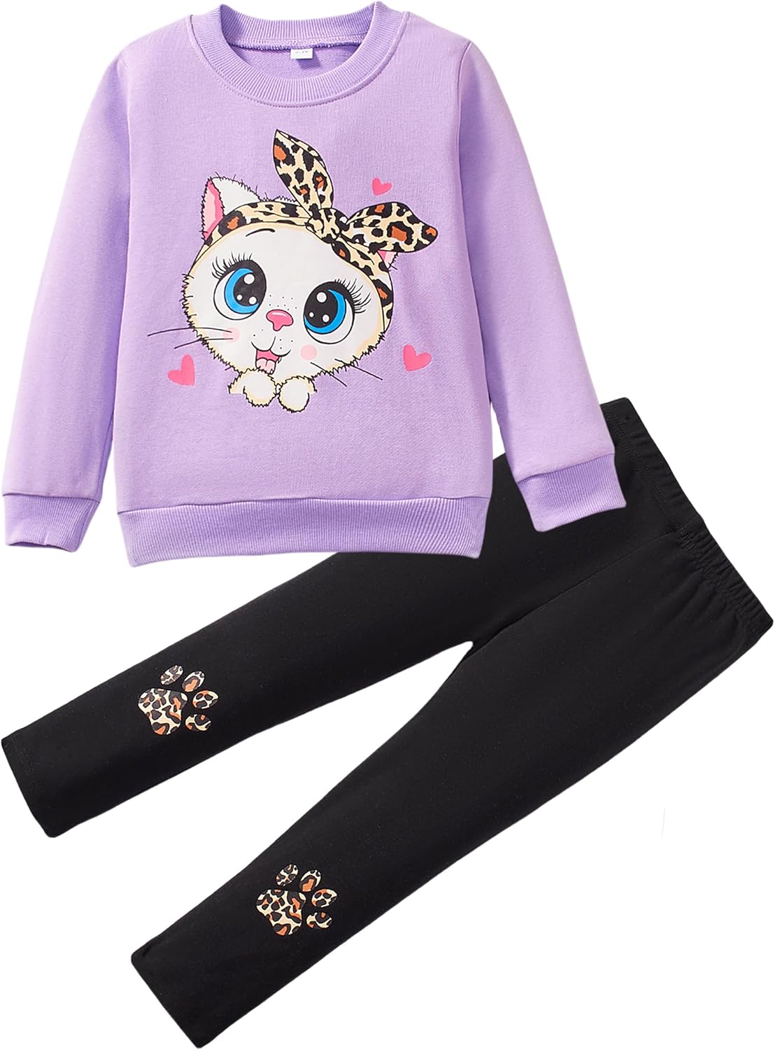 Unicorn Outfits for Little Girls 2 Pieces Ruffle Sleeve Sweatshirt + Leggings Autumn Leopard Clothing Sets 2-10 Years Old