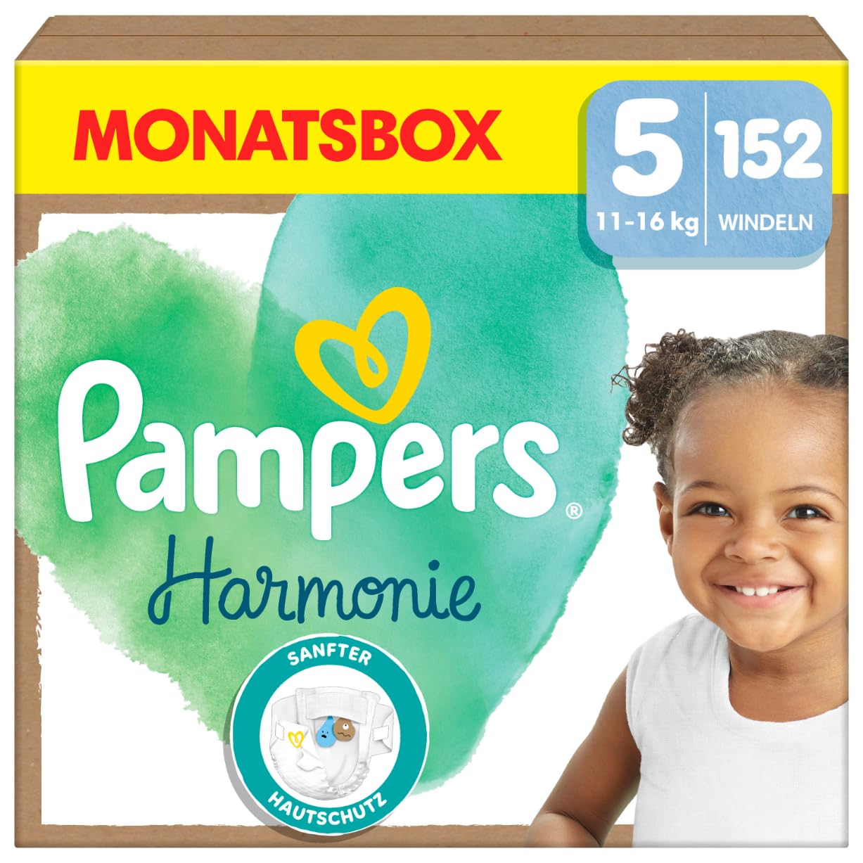 Pampers Harmonie Windeln Größe 2, 204 Windeln, 4kg-8kg, sanfter Hautschutz mit 100Prozent Pampers Schutz