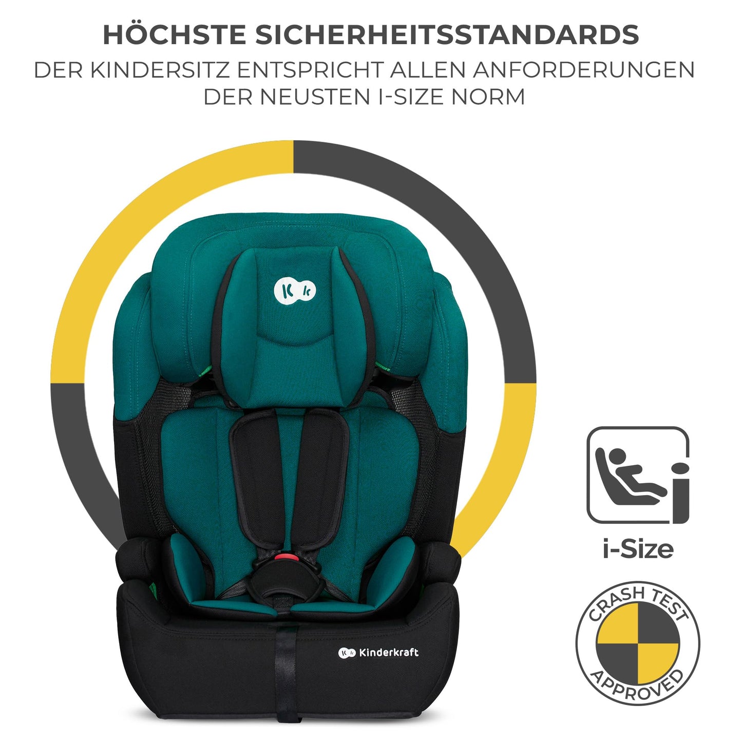 Kinderkraft Kinderautositz COMFORT UP I-SIZE, Autokindersitz, Kindersitz, ein Autositz für Kinder von 76-150 cm, 5-Punkt-Sicherheitsgurt, Einstellbare Kopfstütze, ECE R129/03, Grau - Meloni2