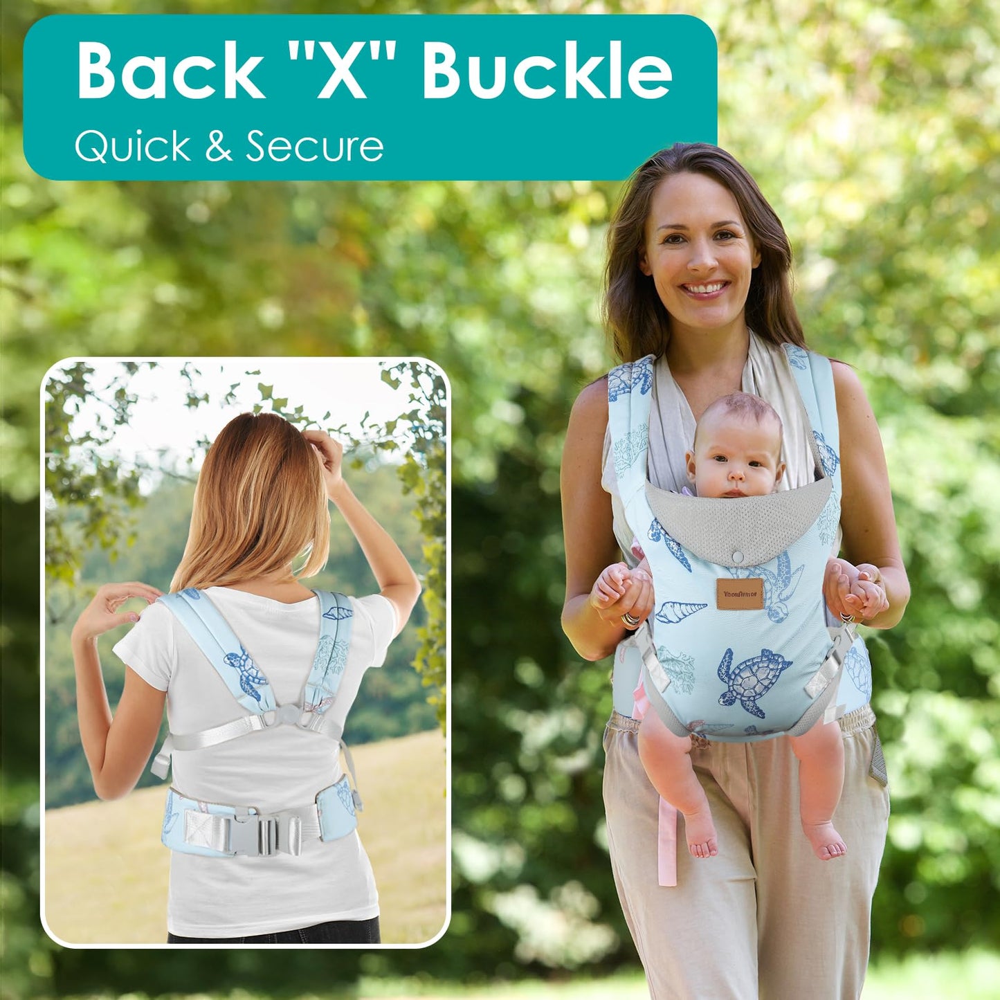 YooxArmor Babytrage für Neugeborene ab Geburt,Ergonomische gemütlich und leichtgewichtig Babybauchtrage mit Nackenstütze,Rückentrage Baby-Tragetasche Geeignet für 3-30 kg