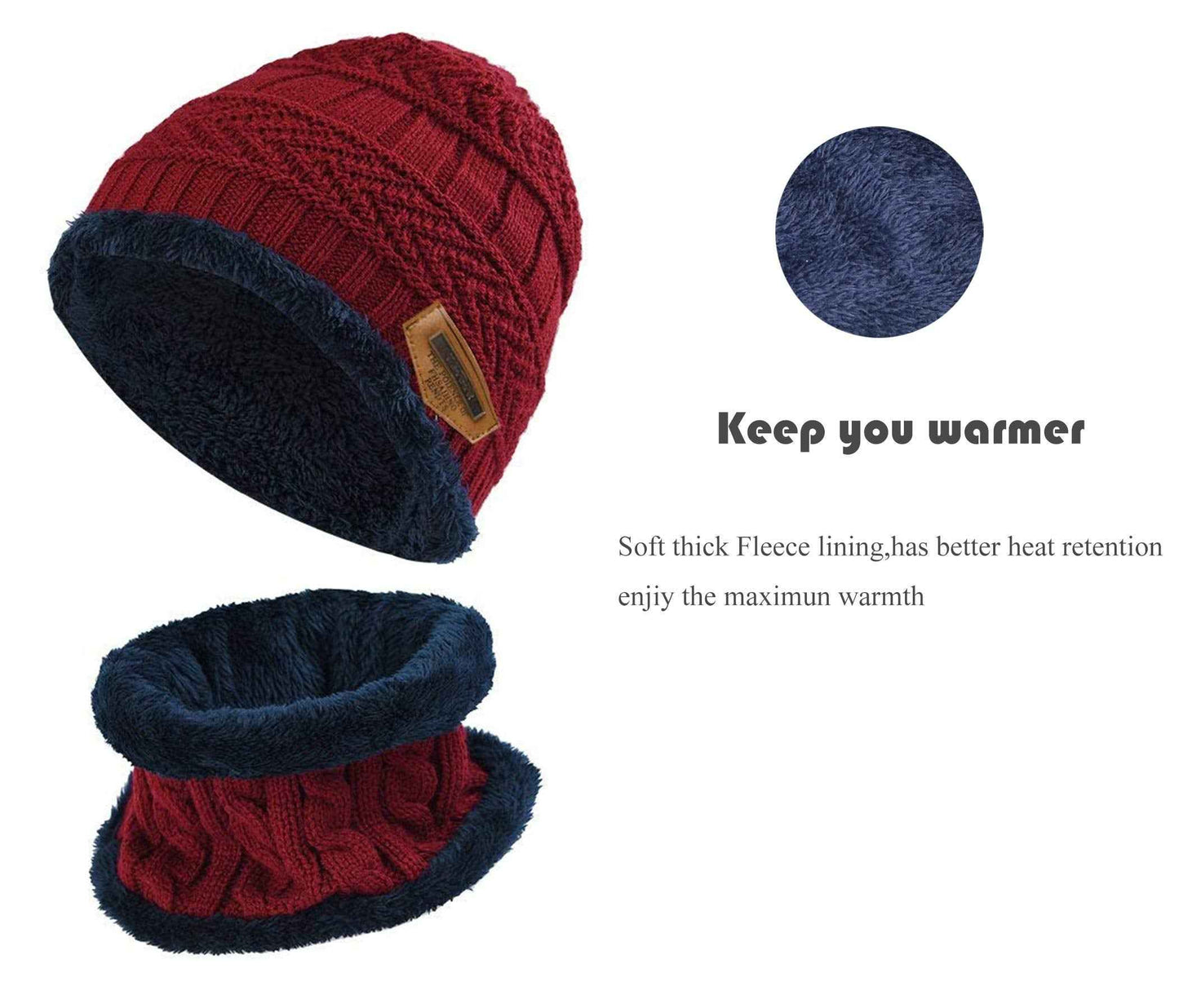 K.tchard Children’s Winter Hat, Beanie Hat with Scarf Set, Slouchy Knitted Hat, Warm Knitted, Skull Cap, Fleece Lining Hat 2–8 Years