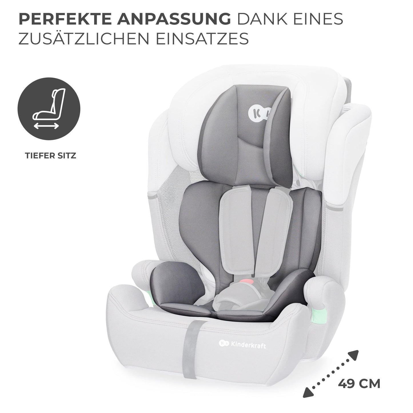 Kinderkraft Kinderautositz COMFORT UP I-SIZE, Autokindersitz, Kindersitz, ein Autositz für Kinder von 76-150 cm, 5-Punkt-Sicherheitsgurt, Einstellbare Kopfstütze, ECE R129/03, Grau - Meloni2