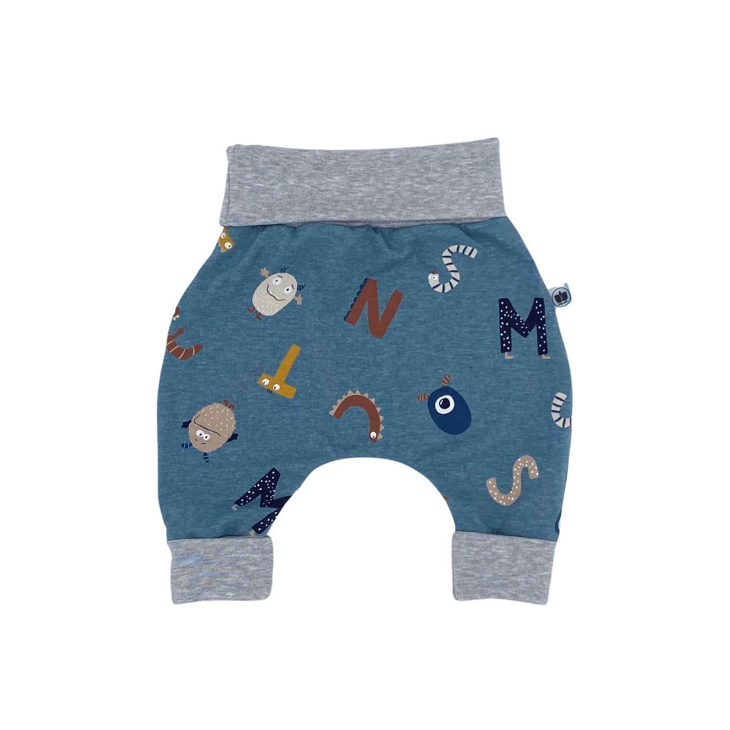 Growing Baby Baggy Trousers Made of Cotton Jersey - Handmade Growing Trousers Baby Trousers for Boys - Sizes 50-74 | 68-86 | 92-104 (Mini Rainbow Brown, 50-74)