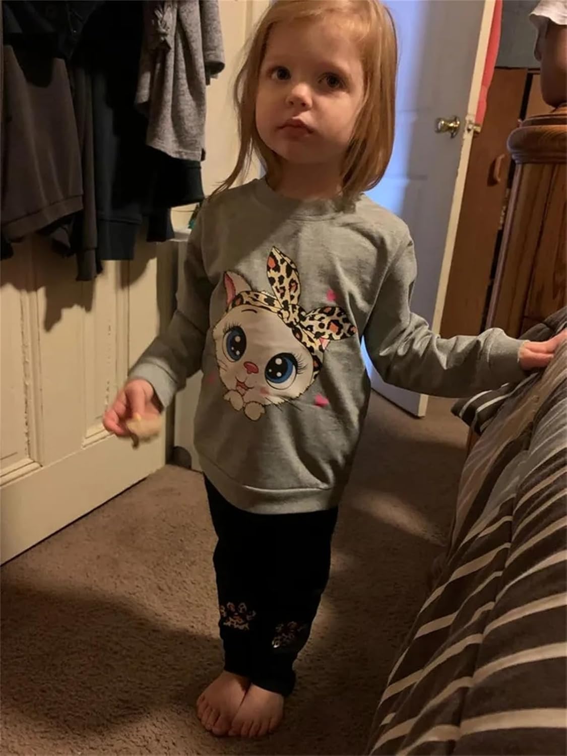 Unicorn Outfits for Little Girls 2 Pieces Ruffle Sleeve Sweatshirt + Leggings Autumn Leopard Clothing Sets 2-10 Years Old