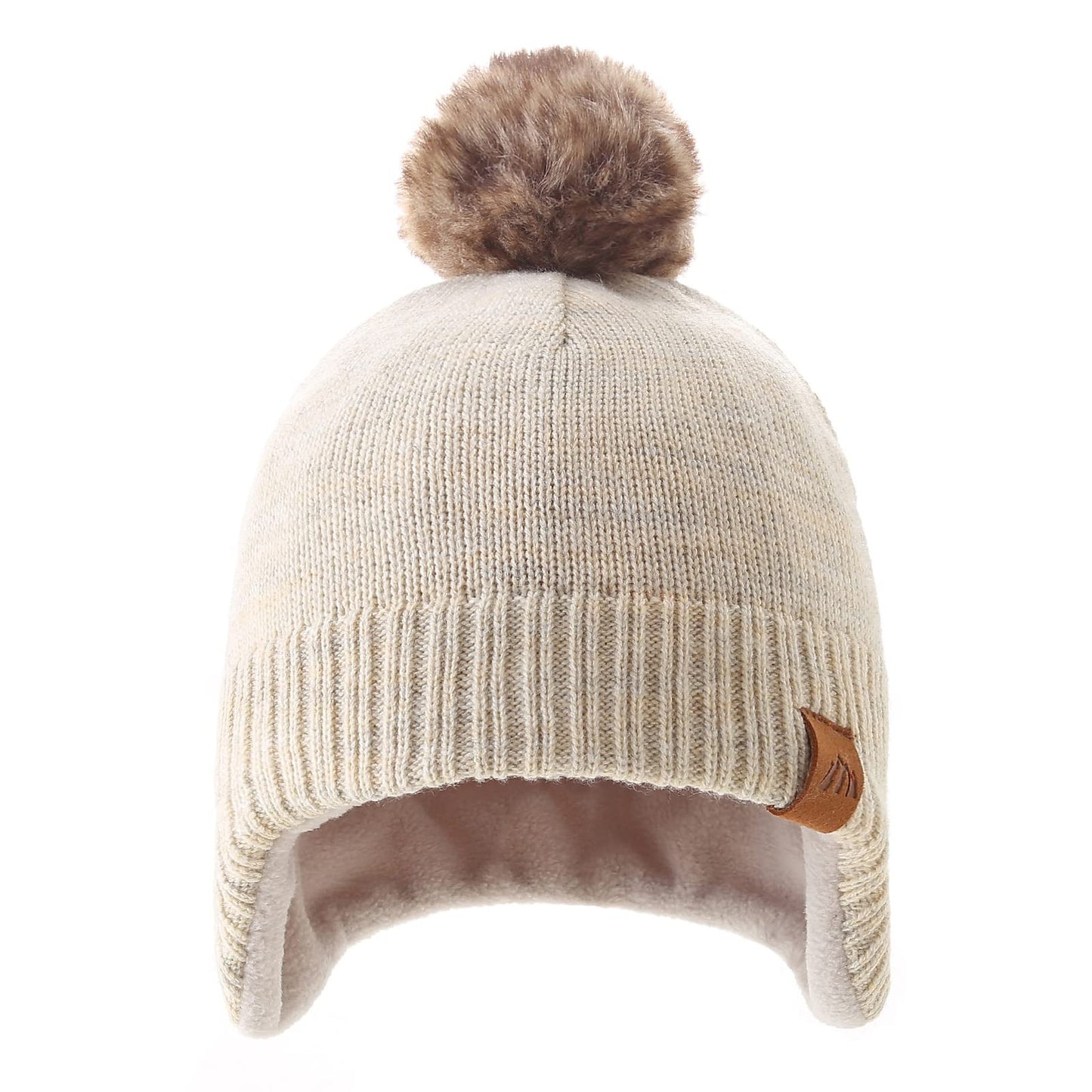 AHAHA Girls' Winter Hat, Earflap Beanie, Pompom Knitted Hats