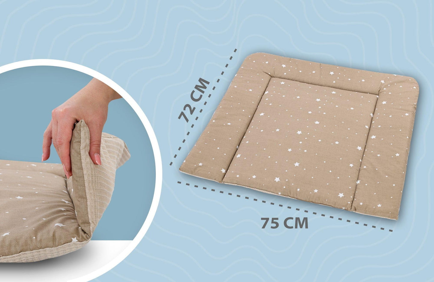 Wickelauflage Wickelunterlage aus Baumwolle 75x72 cm - Weich und waschbar Wickelunterlage fĂźr Babys Wickelmatte aus Stoff fĂźr Wickeltisch Wickelkommode oder Waschmaschine 75 x 72 Wilde Rose