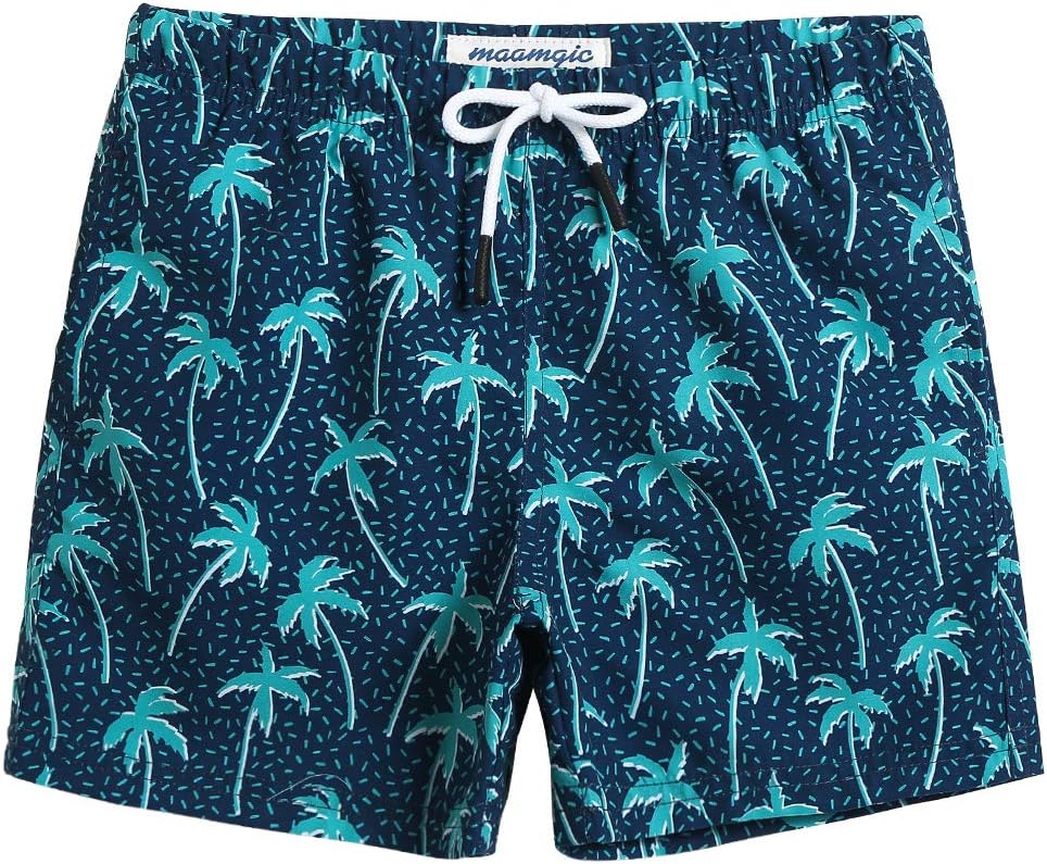MaaMgic Boys’ Small Swimming Shorts, Quick-Drying Board Shorts with Mesh Lining, Pockets and Adjustable Drawstring